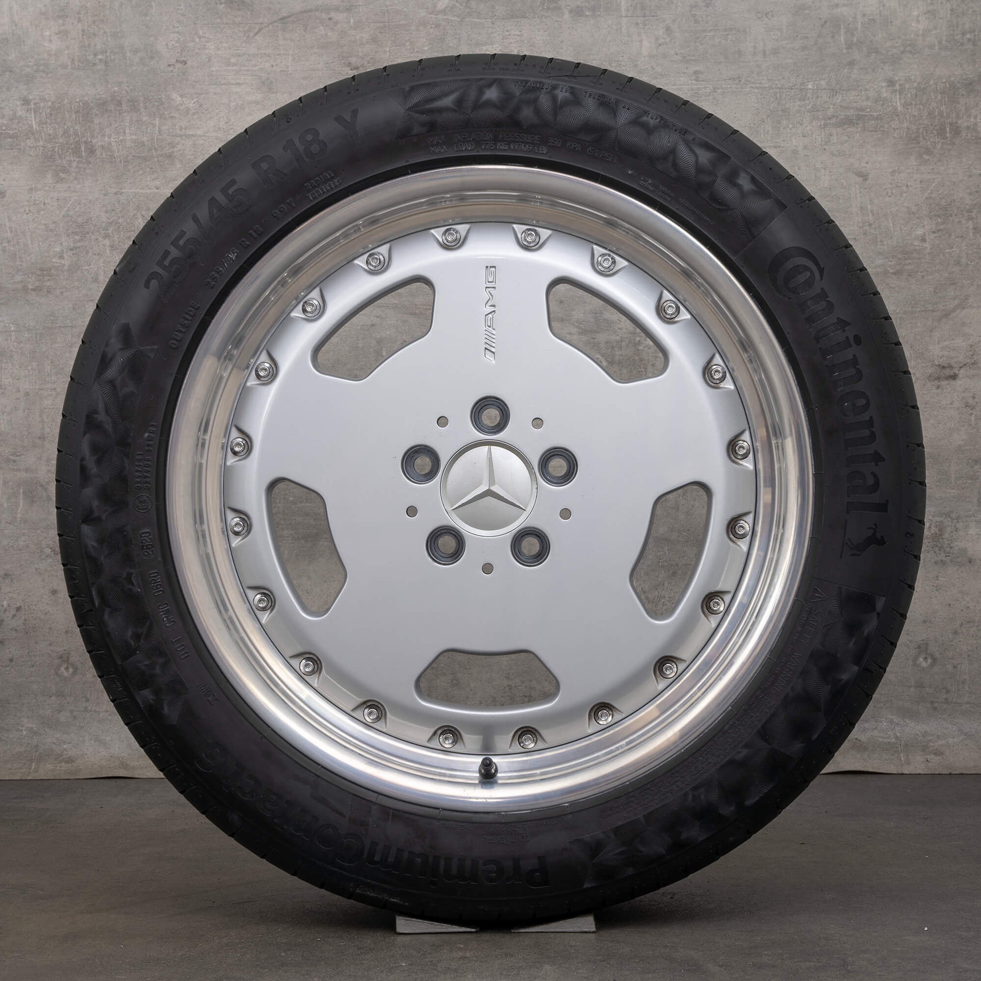 Jantes originais Mercedes-Benz Classe S de 18 polegadas W140 Aero II pneus verão HWA1404000102 prateadas com acabamento cromado