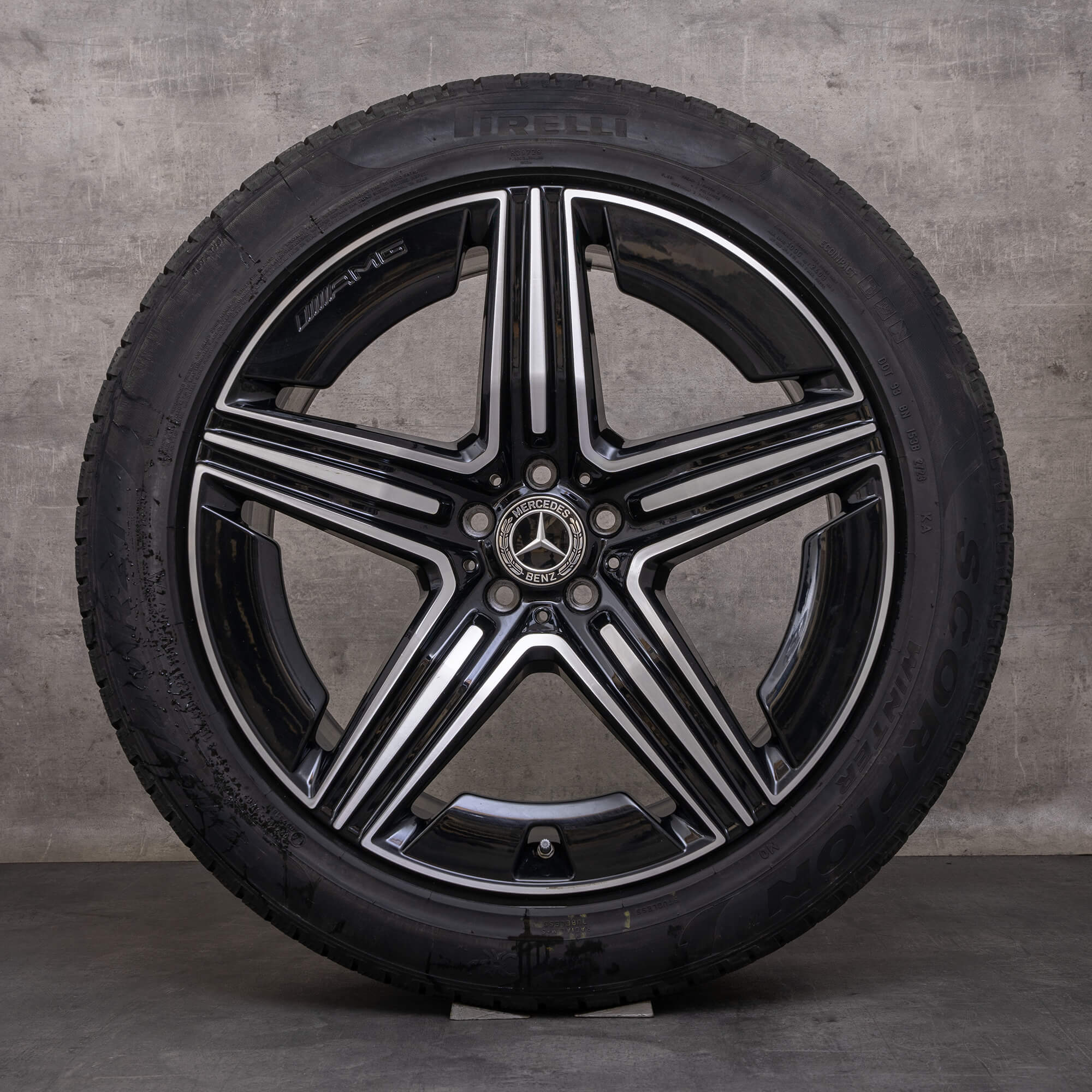 OEM Mercedes Benz GLE AMG winter wheels 21 inch V167 C167 rims A1674014301 A1674014401 black glossy turned
