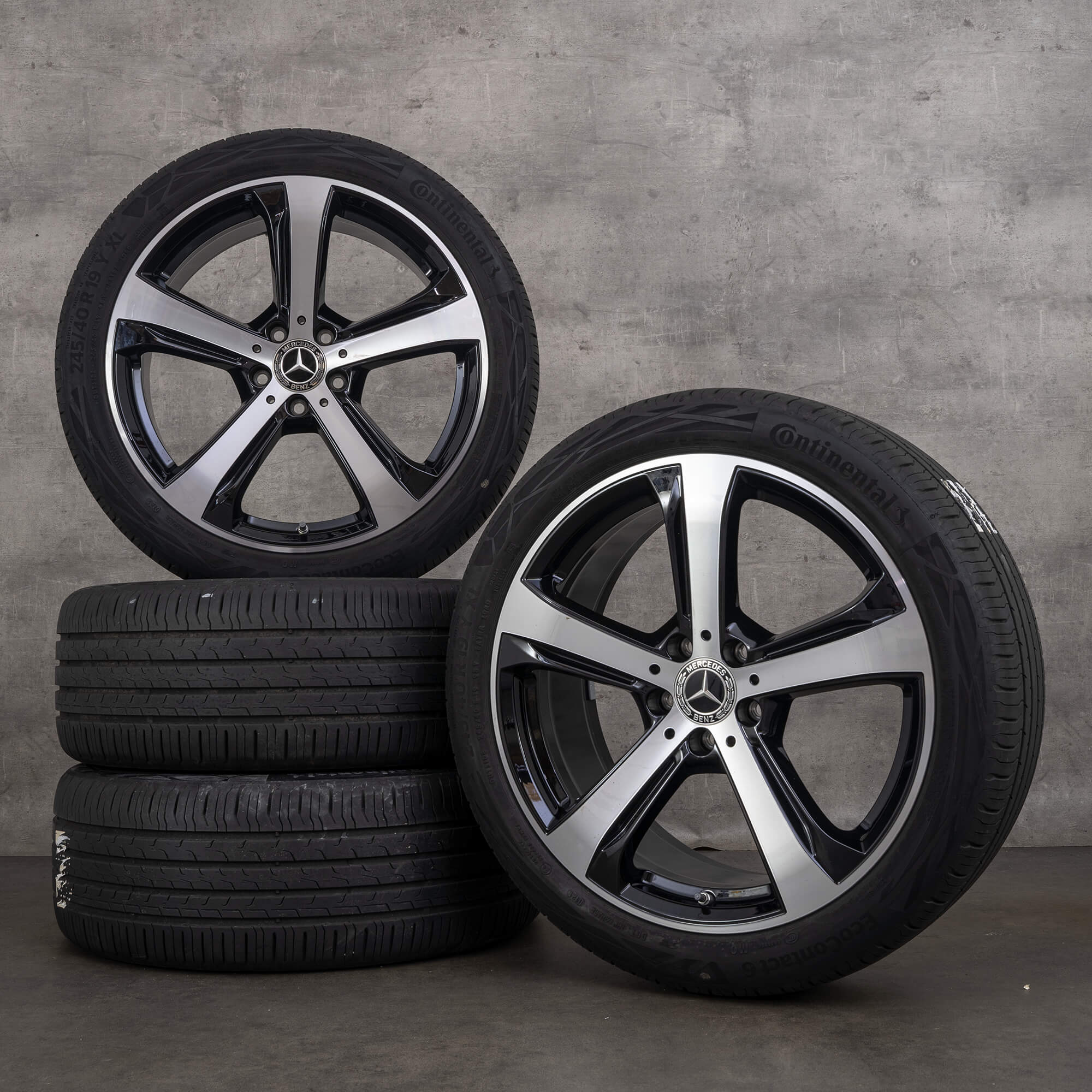 Orijinal Mercedes Benz C Sınıfı jantlar 19 inç X206 All-Terrain yaz lastikleri A2064015800 siyah parlak tornalı YENİ