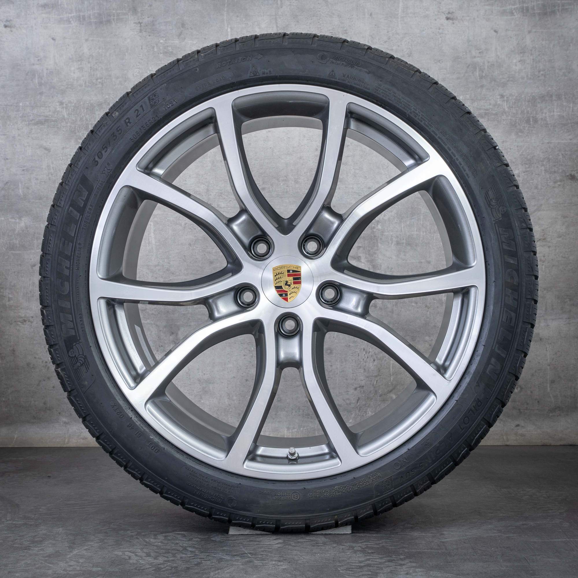Alkuperäiset Porsche Cayenne Coupe talvirenkaat 21 tuuman 9YA E3 II vanteet 9Y0601025DB 9Y3601025BN Exclusive Design platina hopea kiillotettu
