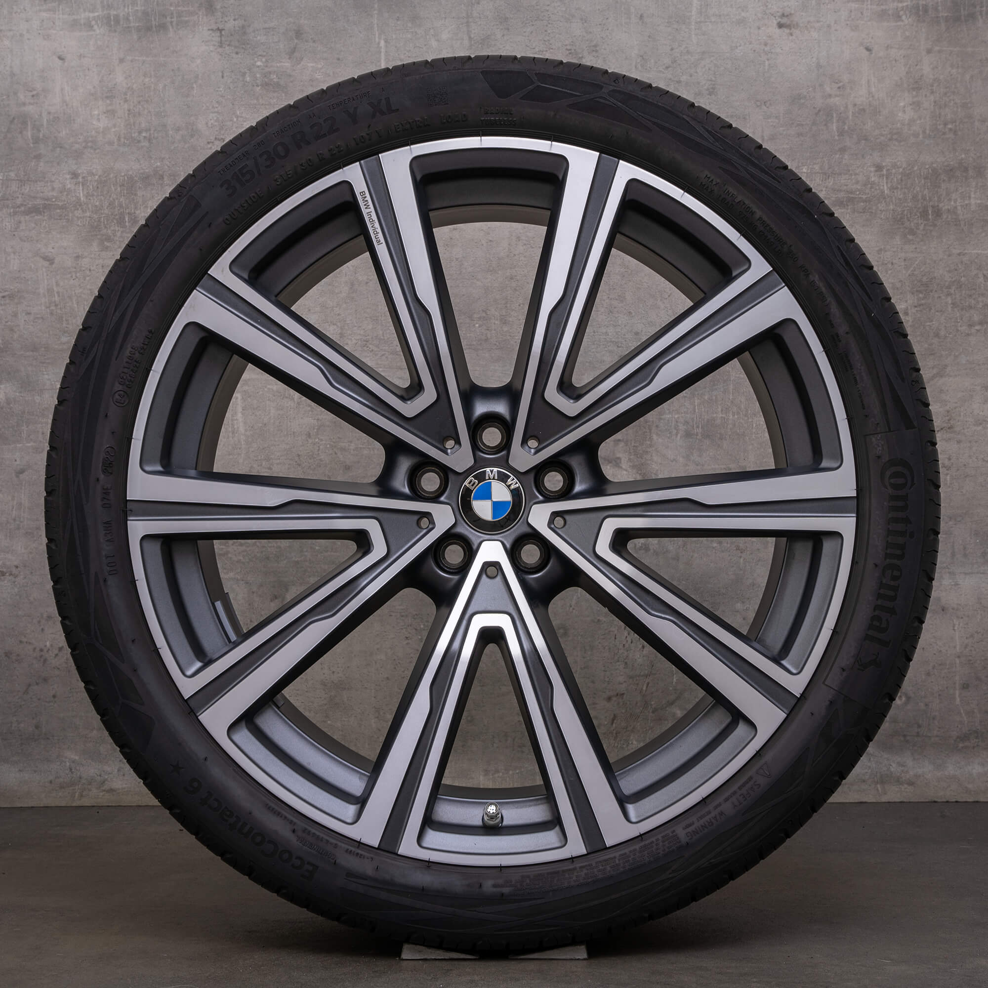 Originale BMW X5 X6 cerchi 22 pollici G05 G06 ruote estive styling 746i 8072000 8072001 orbitgrey opaco anteriore lucido