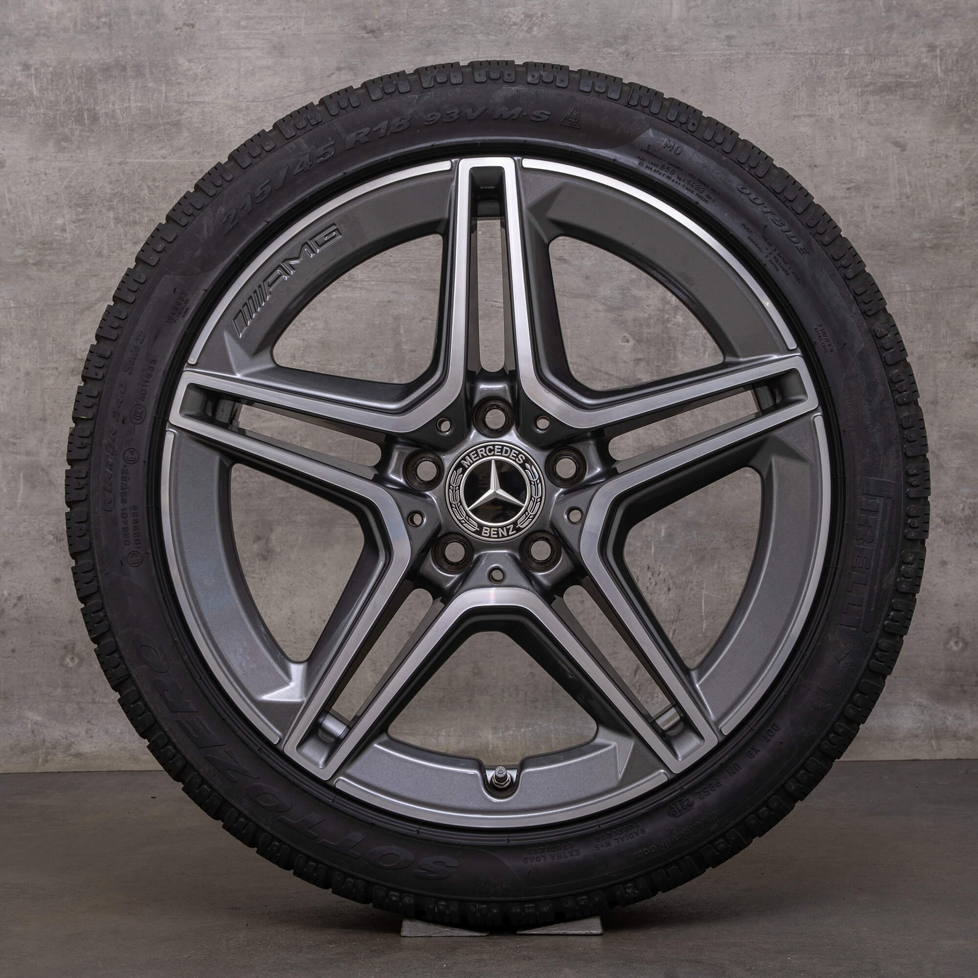 Neumáticos de invierno originales Mercedes Benz Clase A A35 AMG 18 pulgadas W177 V177 llantas A1774013800 gris himalaya brillante torneado