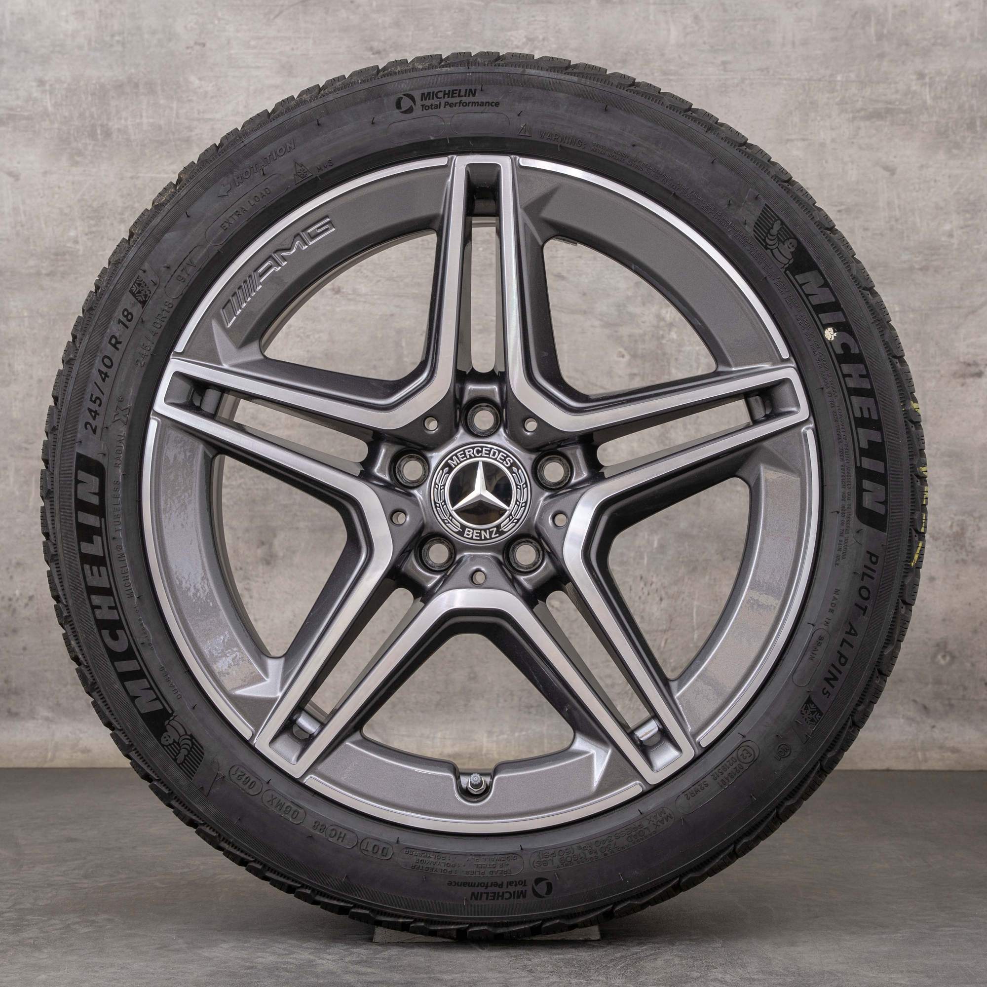 Alkuperäiset Mercedes Benz AMG C43 talvirenkaat 18 tuuman 205 vanteet A2054019900 A2054019600 himalajanharmaa kiillotettu