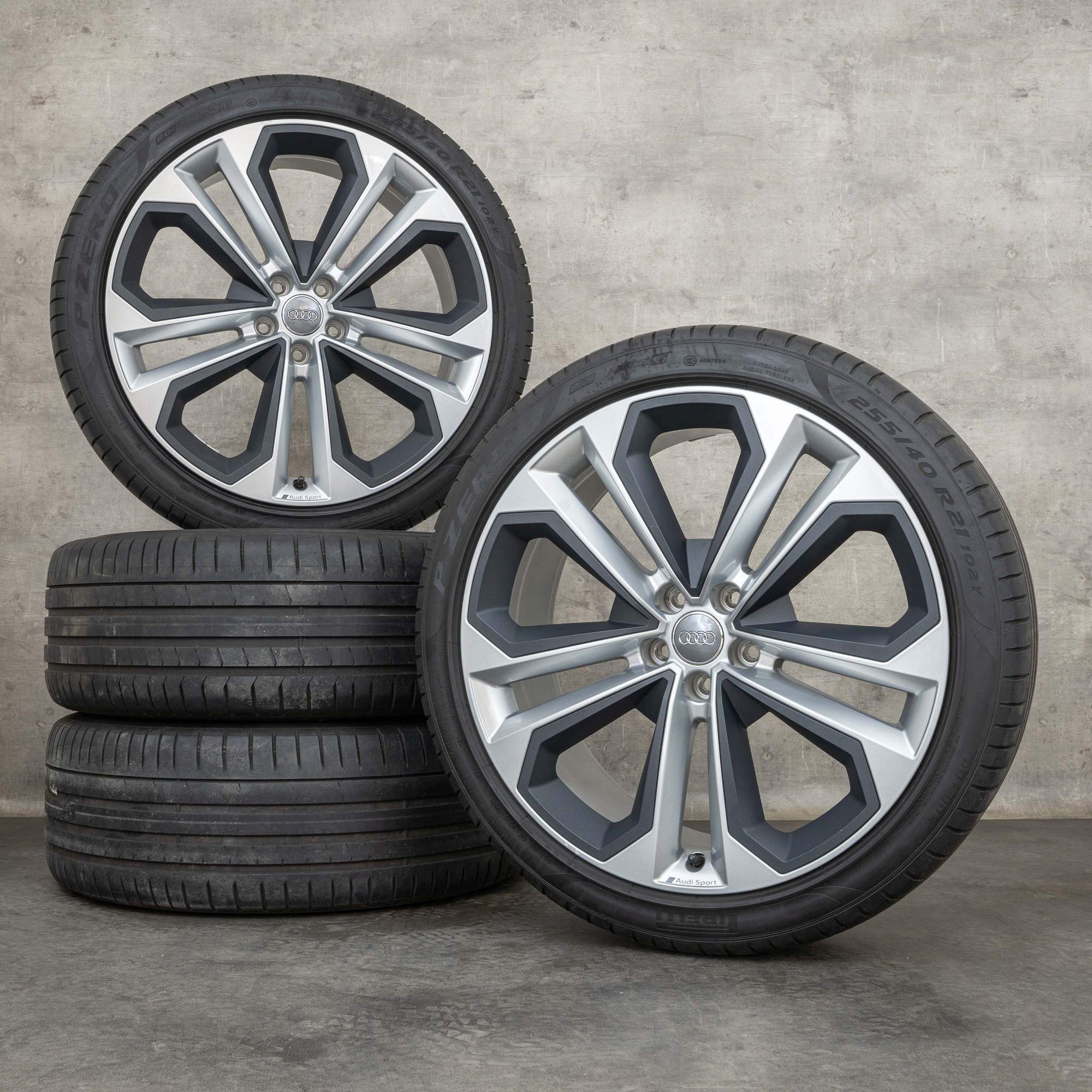 Oryginał Audi Q5 SQ5 felgi 21 cali FY koła letnie 80A601025AS srebrny połysk tytanu