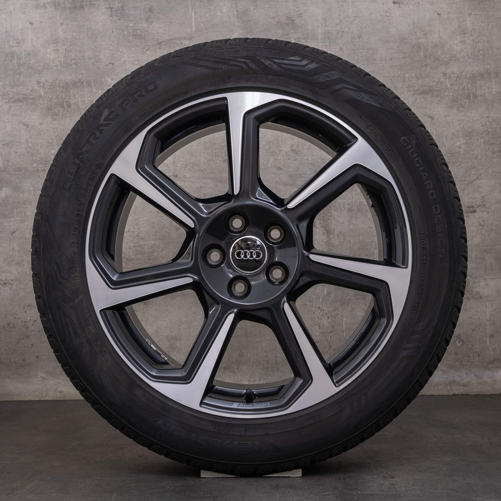 Original Audi Q3 fälgar / fälg 19 tum F3 Helårsdäck 83A601025D Rotor titan polerad