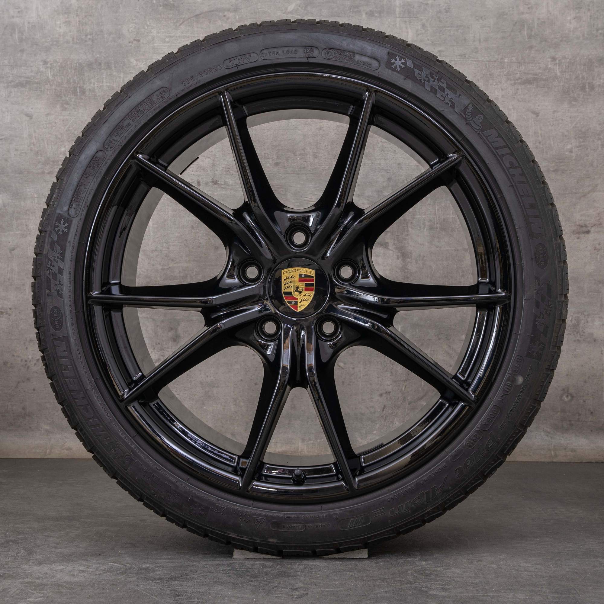 Alkuperäiset Porsche 911 talvirenkaat 20 tuuman 991 II vanteet 99136271000 99136276002 musta kiiltävästi