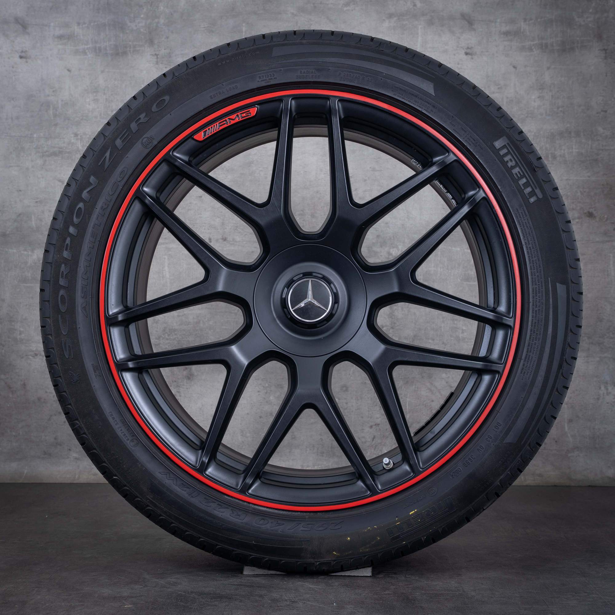 OEM Mercedes Benz G-Class G63 AMG rims 22 inch W465 W463A summer wheels A4634012000 black red matt