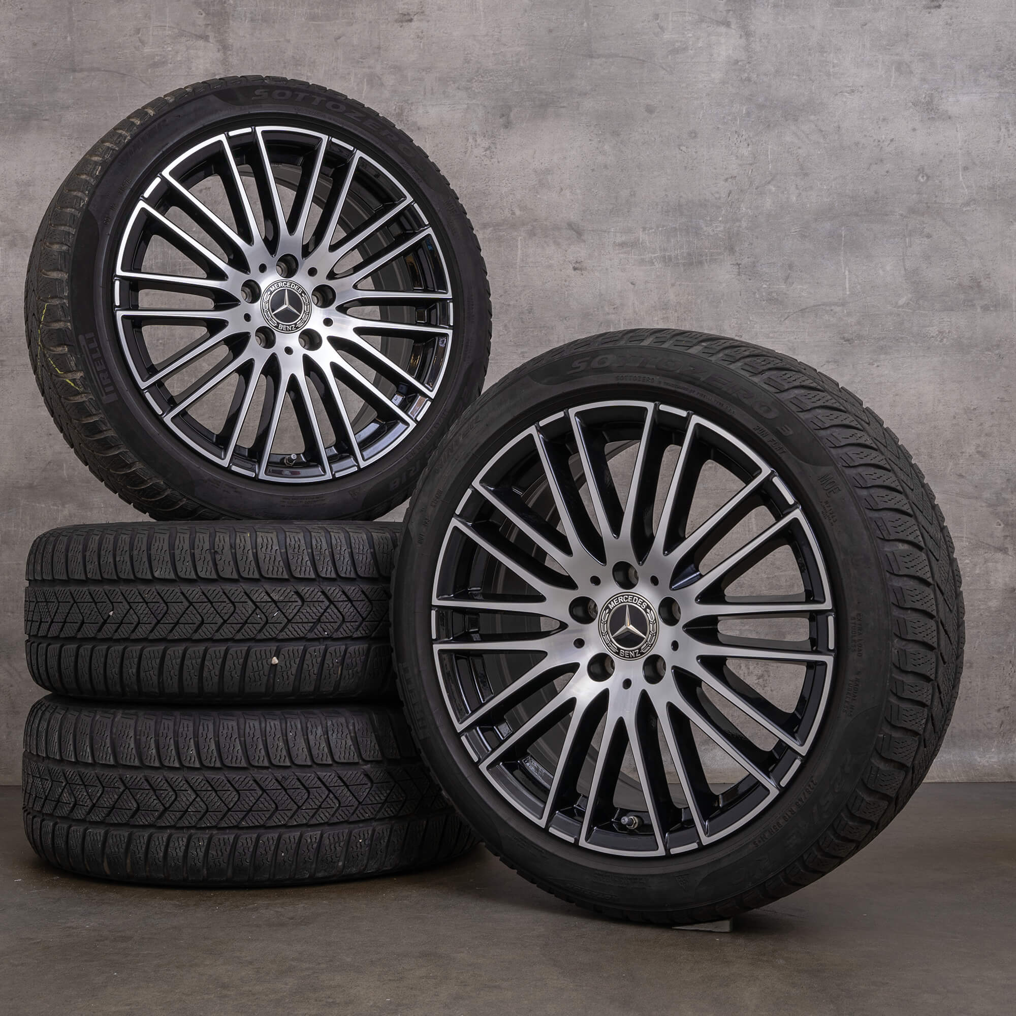Original Mercedes Benz Clase C ruedas de invierno 18 pulgadas W206 S206 llantas A2064014900 DOT 23 negro pulido