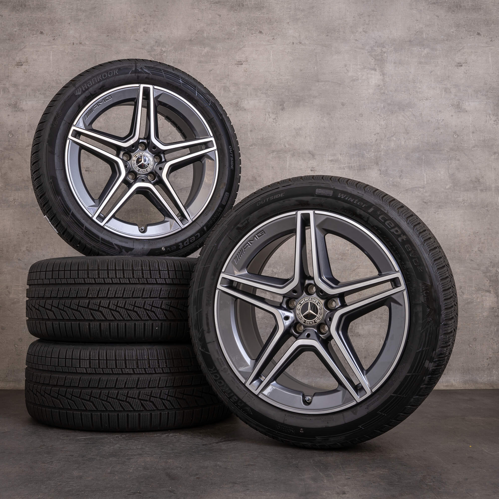 Alkuperäiset Mercedes-Benz S-sarjan AMG-talvirenkaat 19 tuumaa W223 V223 vanteet A2234011300 himalaya grey diamond cut