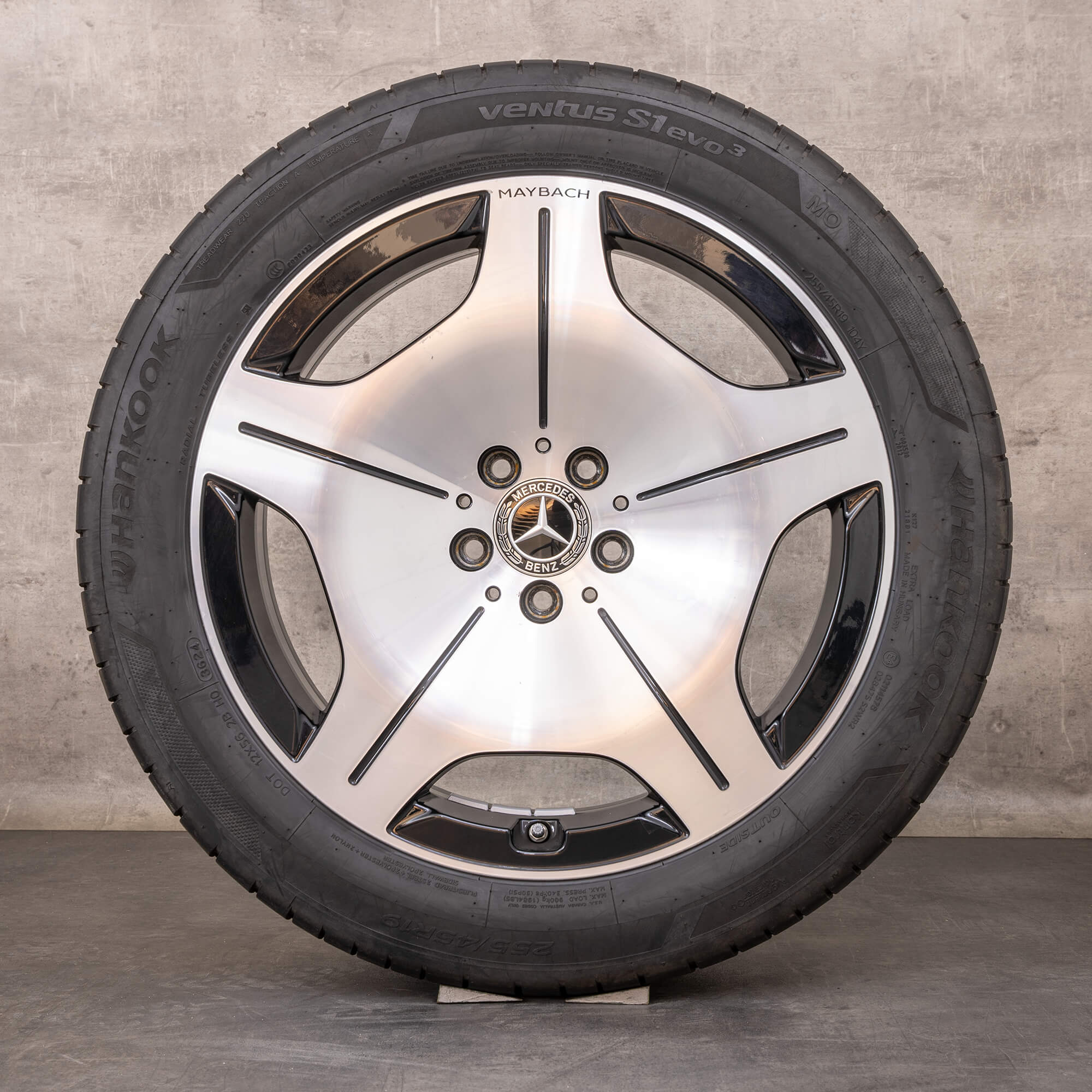Alkuperäiset Maybach vanteet 19 tuuman W223 Z223 kesäpyörät A2234016900 musta kiillotettu sorvattu.