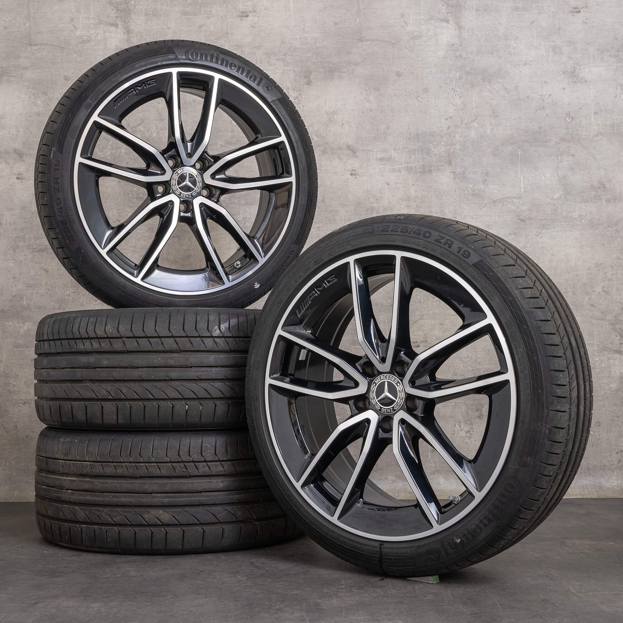 Llantas originales Mercedes Benz Clase C C43 AMG de 19 pulgadas W205 S205 C205 A205 llantas verano A2054010701 A2054010801 negro alto brillo torneado