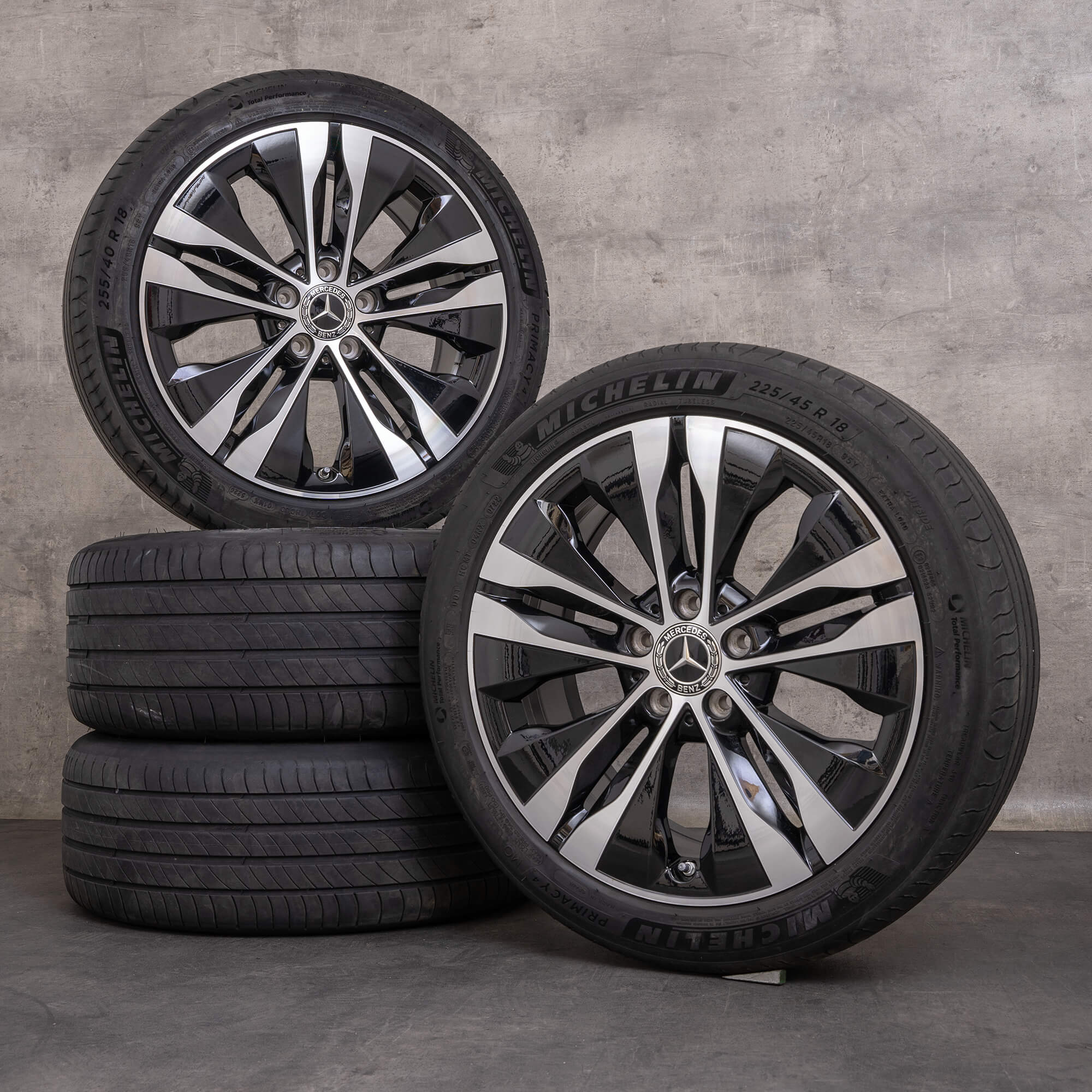 Originale Mercedes Benz C-Klasse Hybrid fælge 18 tommer W206 S206 C300e C300de C400e Sommerhjul A2064017300 A2064011400 sort blank drejet