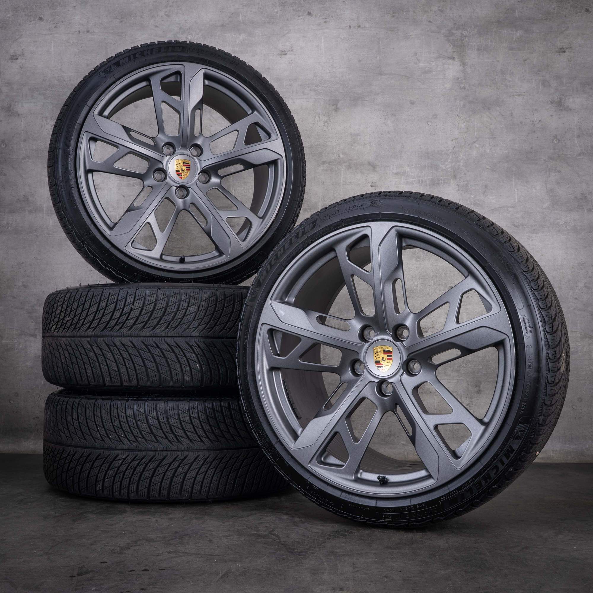 OEM Porsche Taycan 9J1 I & II winter wheels 21inch 9J1 rims 9J1601025AL 9J1601025AM Vesuv Gray Matte
