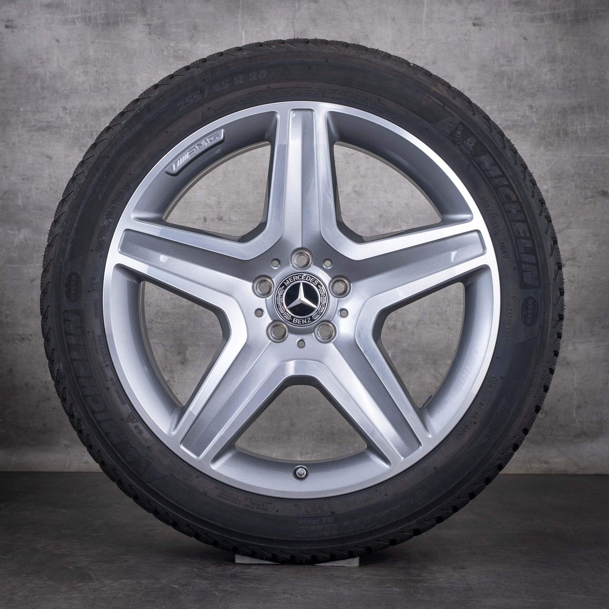 Original Mercedes Benz GLE & 43 AMG Winterräder 20 Zoll W166 Felgen A1664012002 himalaya grey glanzgedreht