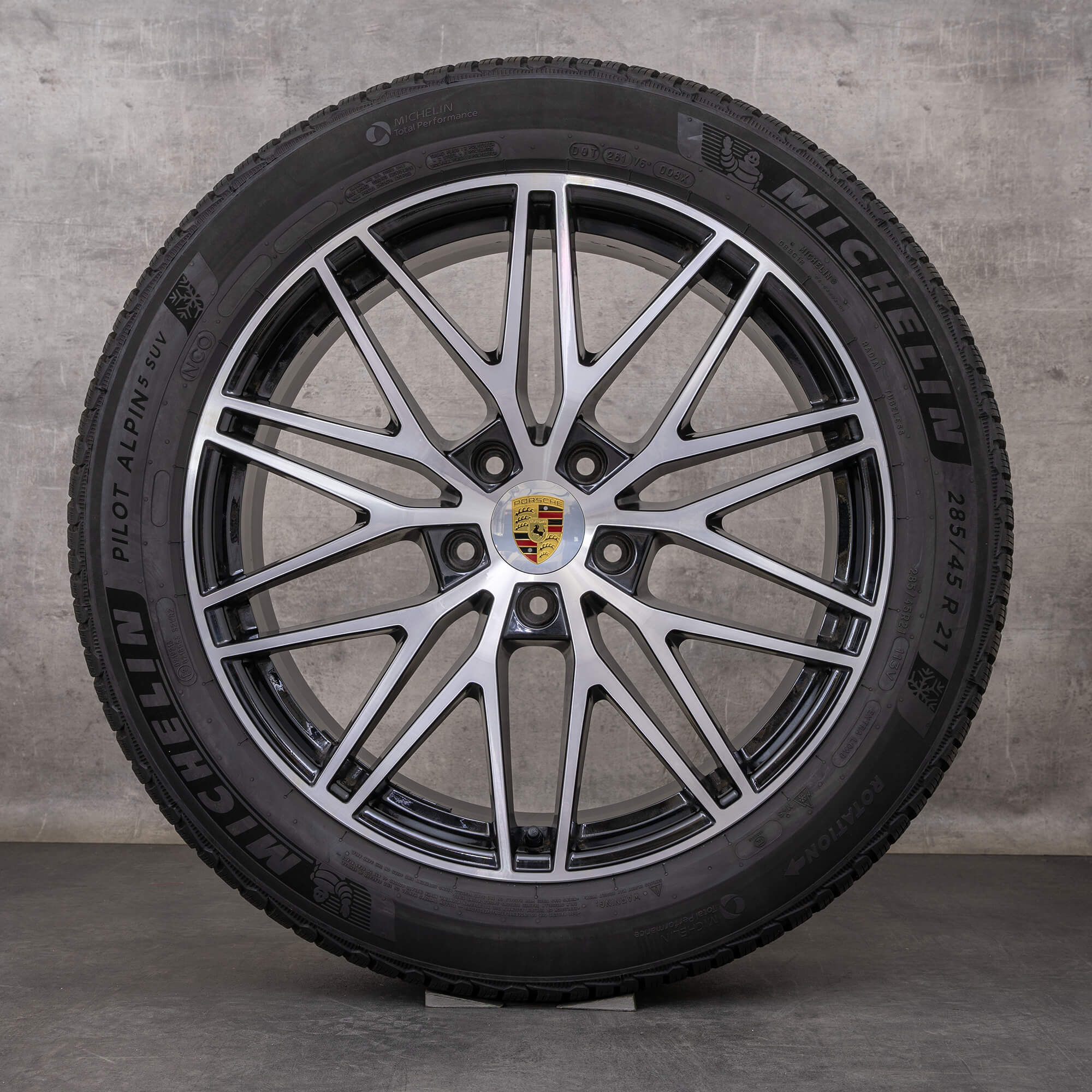 Original Porsche Cayenne Winterräder 21 Zoll 9YA E3 II RS Spyder Felgen 9Y0601025CD 9Y0601025CE schwarz matt glanzgedreht