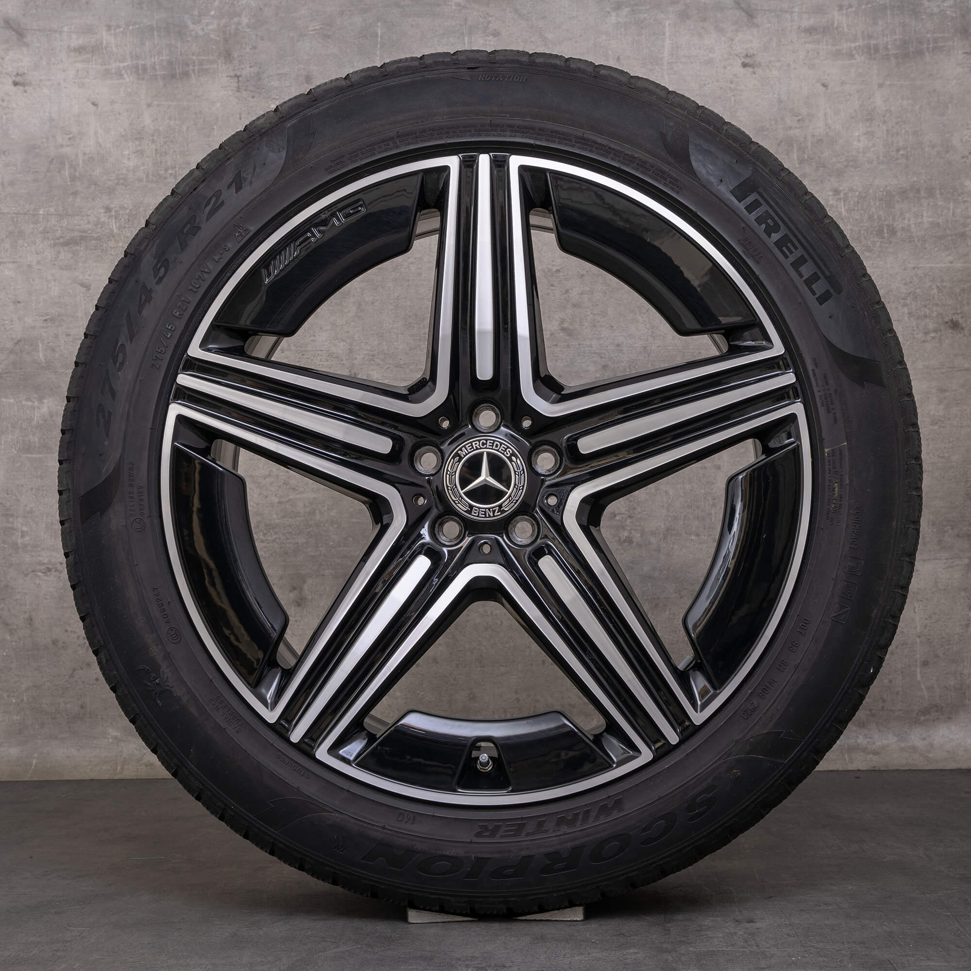 OEM Mercedes Benz GLE AMG winter wheels 21 inch V167 C167 rims A1674014301 A1674014401 black glossy turned