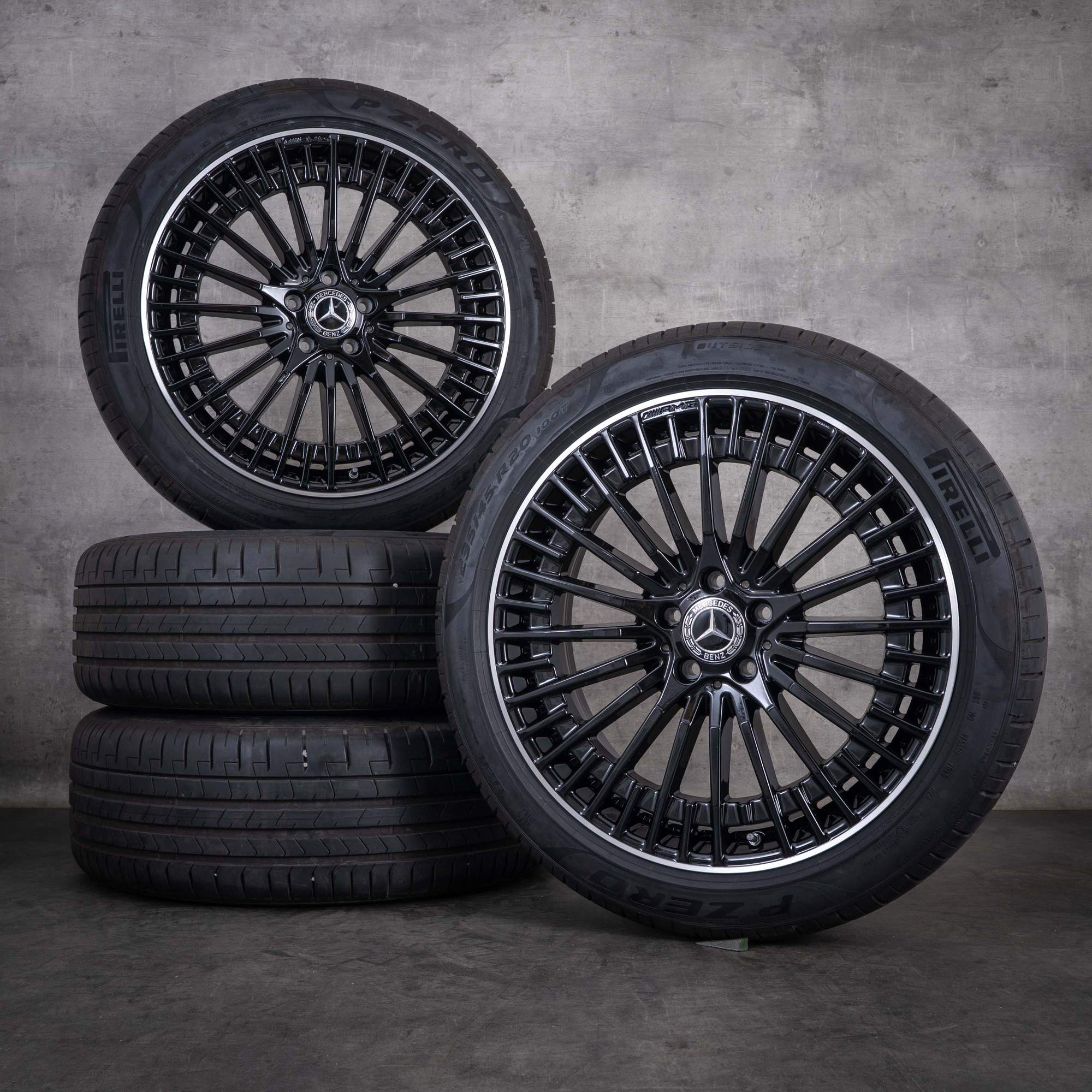 OEM Mercedes-Benz EQA EQB AMG 20inch H243 x 243 rims with summer tyres A2434010600 Black diamond cut edges