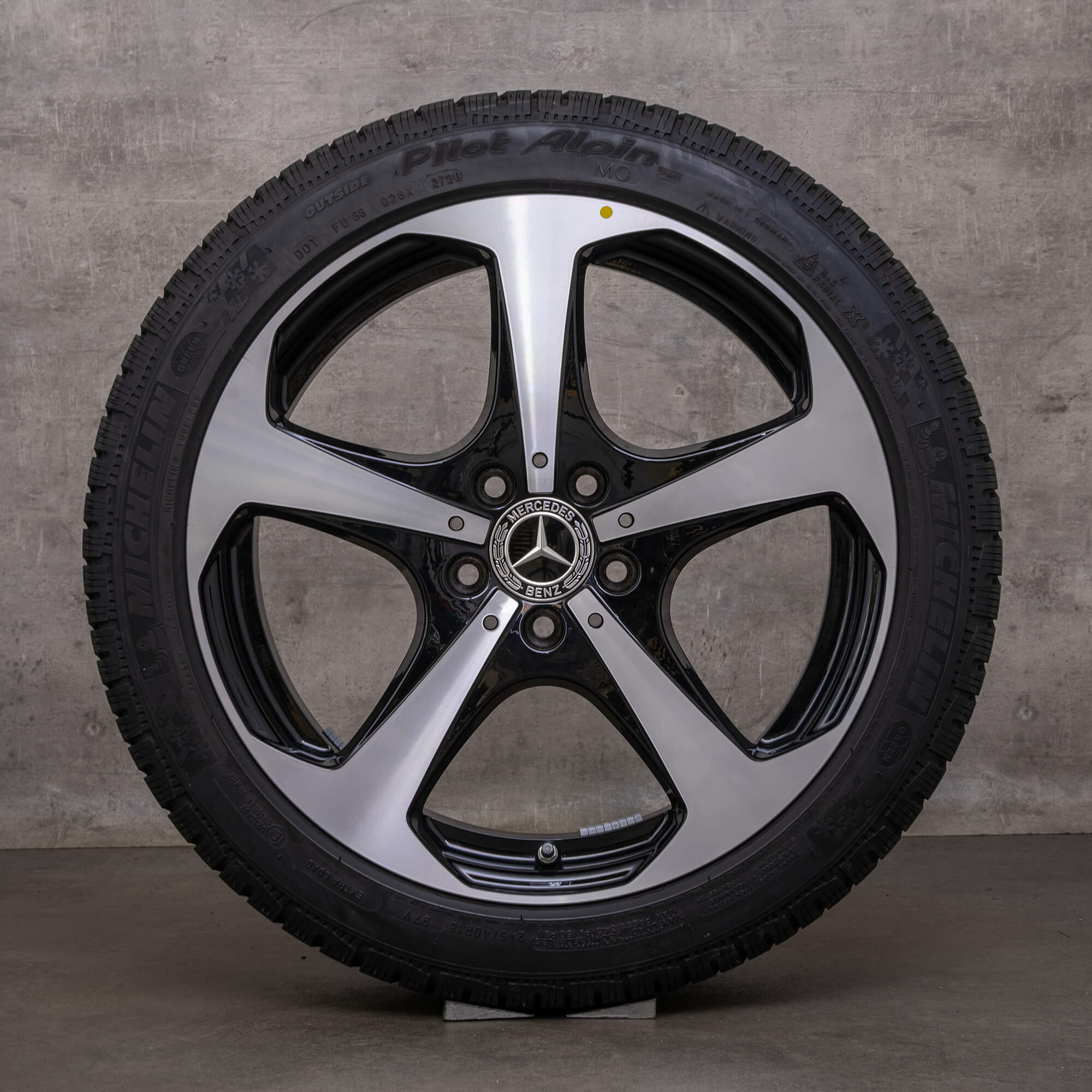 Llantas de invierno originales Mercedes Benz Clase C 18 pulgadas W205 S205 A205 C205 llantas A2054014600 A2054014700 negro brillante torneado