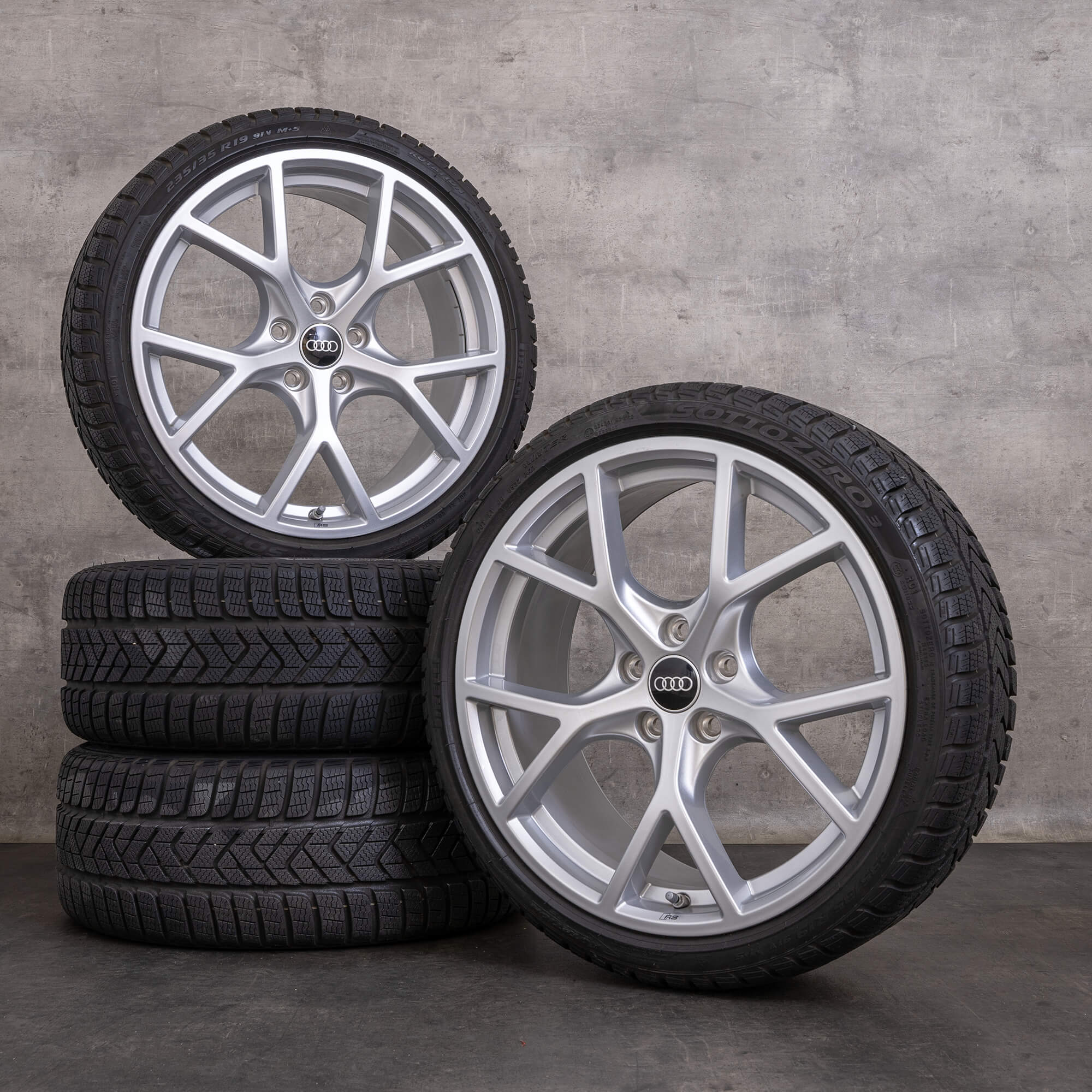 Originale Audi RS3 cerchi invernali 19 pollici 8Y auto 8Y0601025BT 8Y0601025BQ argento lucido