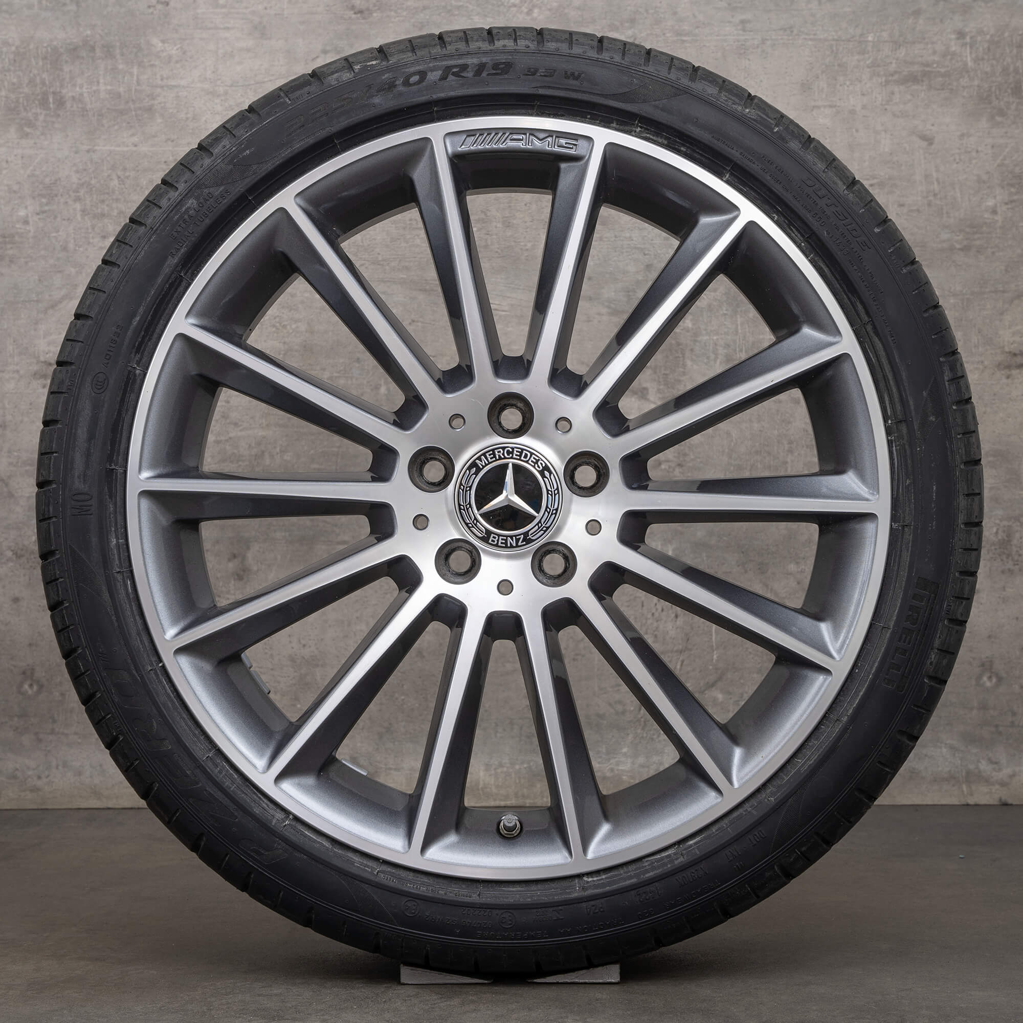 Orijinal Mercedes Benz A B Sınıfı CLA jantlar 19 inç W177 V177 W247 C118 X118 yaz jant lastik A1774011600 himalaya gri parlak tornalanmış