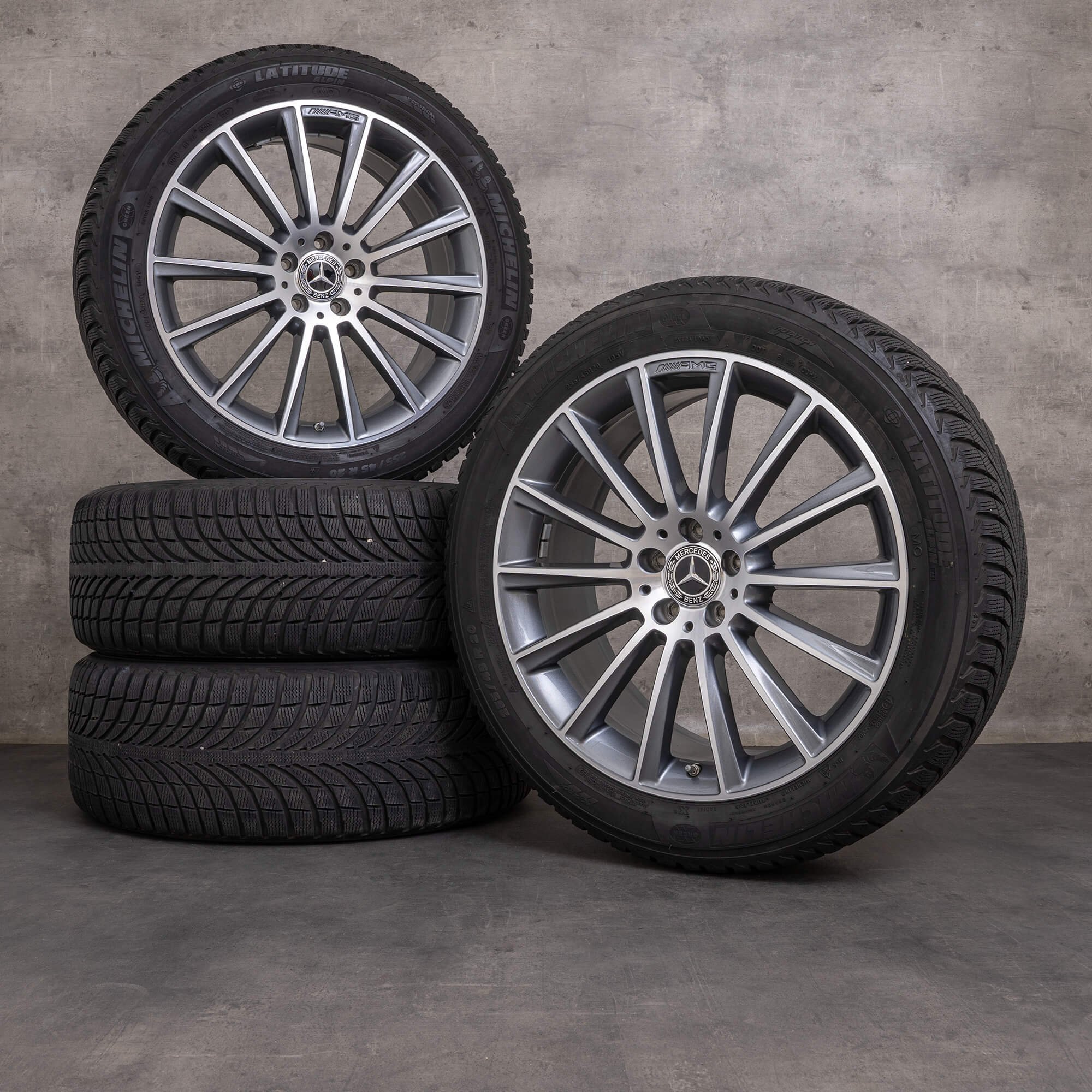 Originální zimni alu kola Mercedes Benz GLC AMG 20" X253 C253 disky A2534011900 himalaya šedá lesklá soustružená
