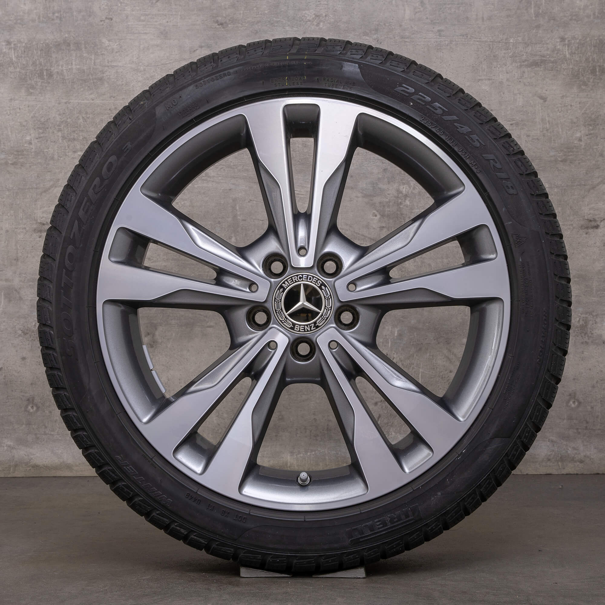 Llantas de invierno originales Mercedes Benz Clase C 18 pulgadas W205 S205 C205 A205 llantas A2054012802 gris himalaya torneado brillante