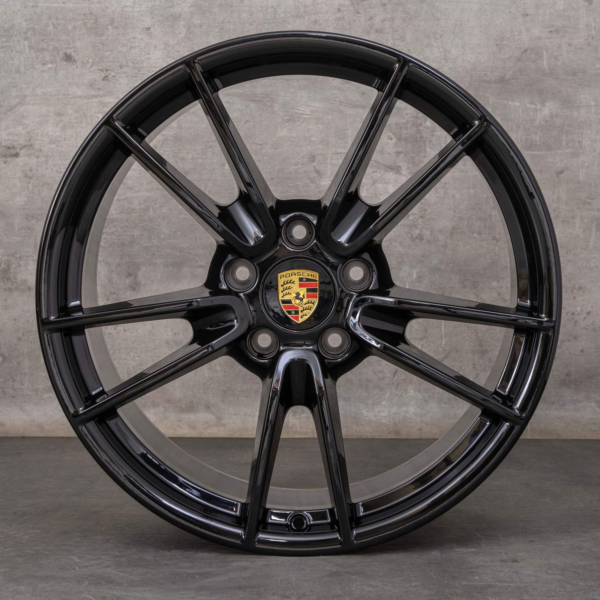Oryginalne felgi Porsche 992 I 19 20 cali Carrera 992601025 992601025B czarny błyszczący