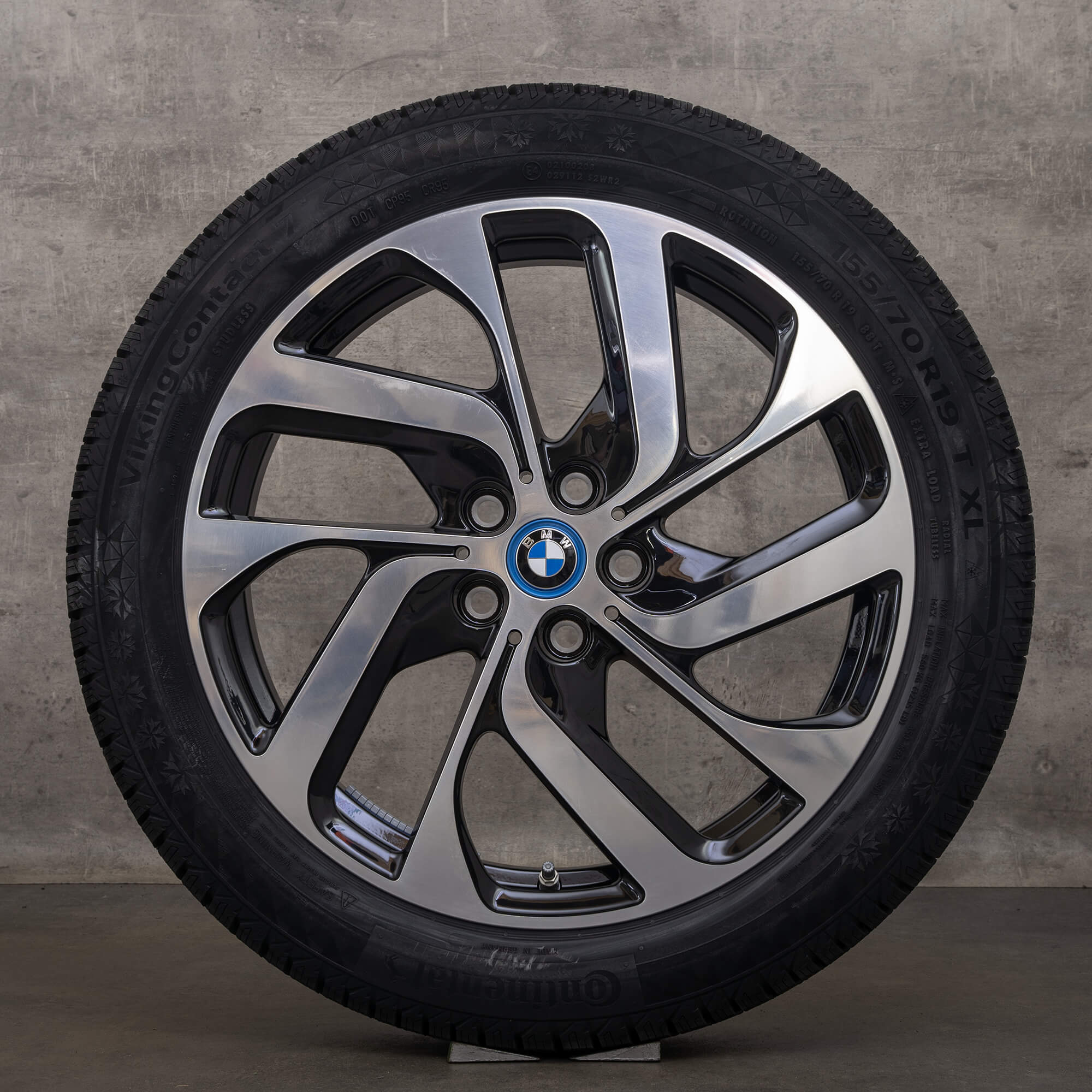 Original BMW i3 Felgen 19 Zoll I01 Winterräder 6856894 Styling 428 Turbinendesign jet black glanzgedreht NEU