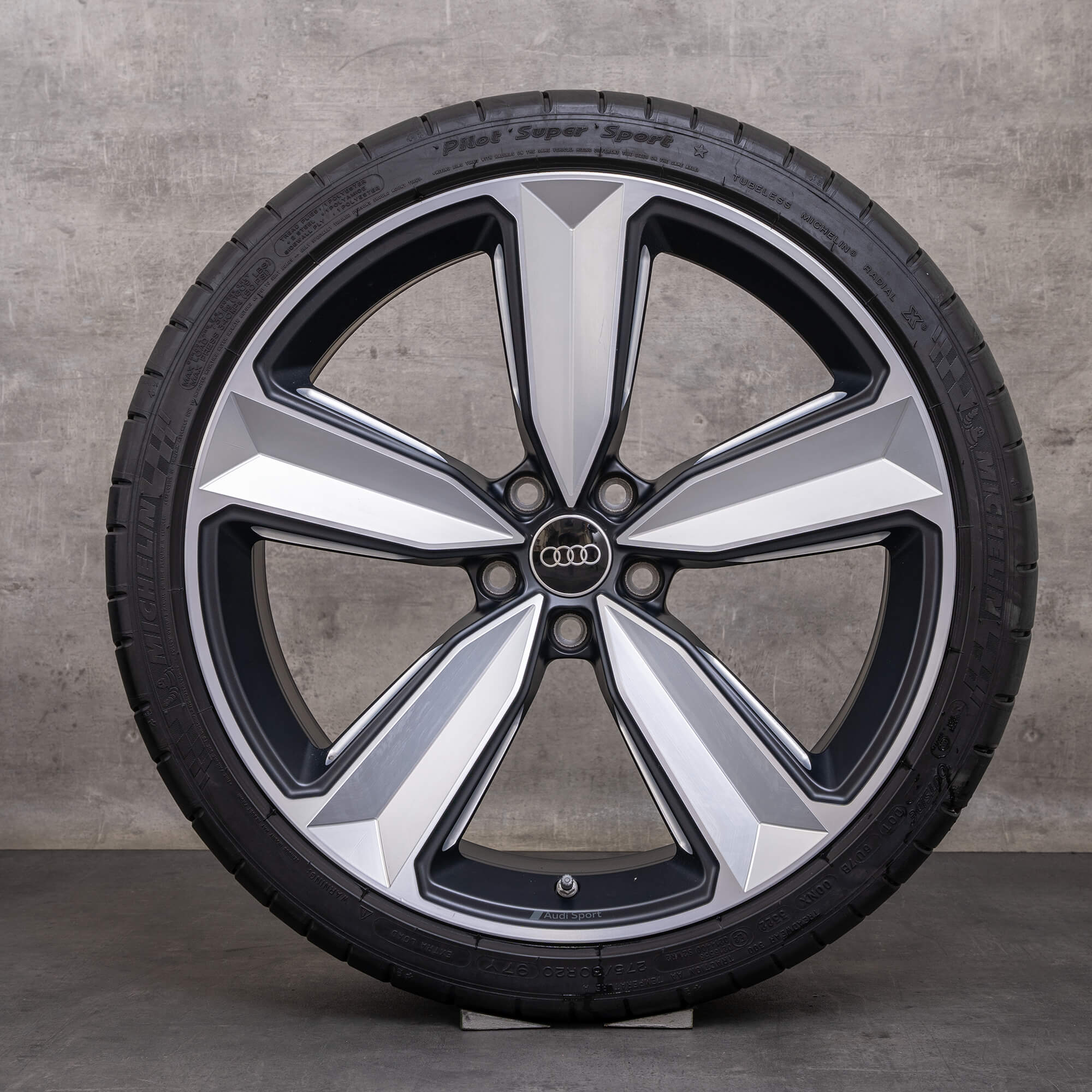 Jantes Audi RS4 RS5 genuínas de 20 polegadas B9 8W F5 rodas verão 8W0601025CS Peak preto mate brilhante torneado