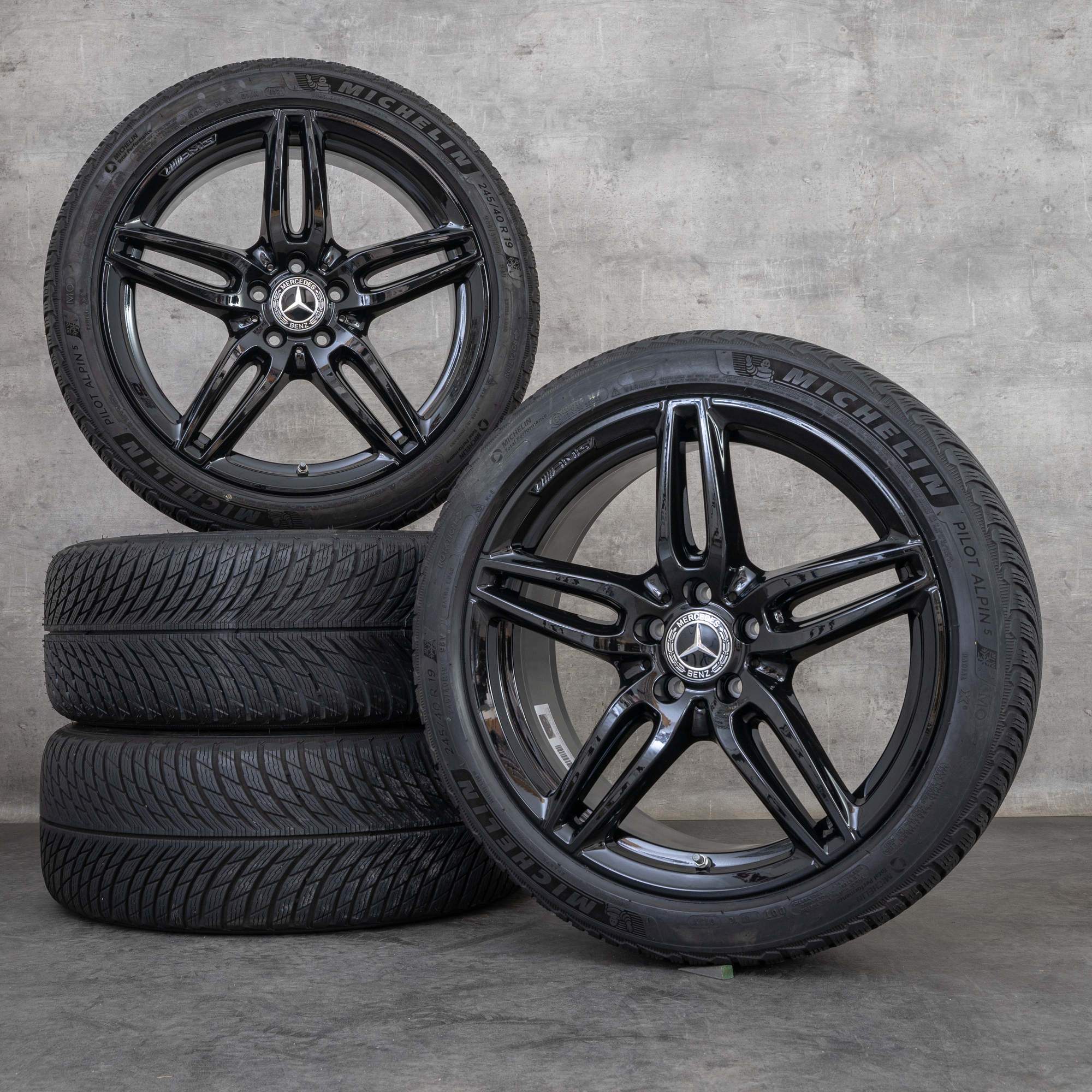 Original Mercedes Benz E-Klasse E43 E53 AMG Winterräder 19 Zoll W213 S213 C238 A238 Felgen A2134013800 A2134012000 schwarz glanz