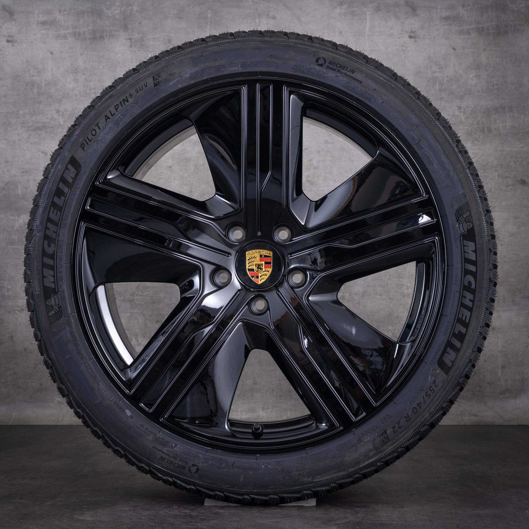 Ruote invernali originali Porsche Macan da 22 pollici modello H2 Exclusive Design codice 95C601025P Q 95C601025BK finitura nera lucida NUOVI