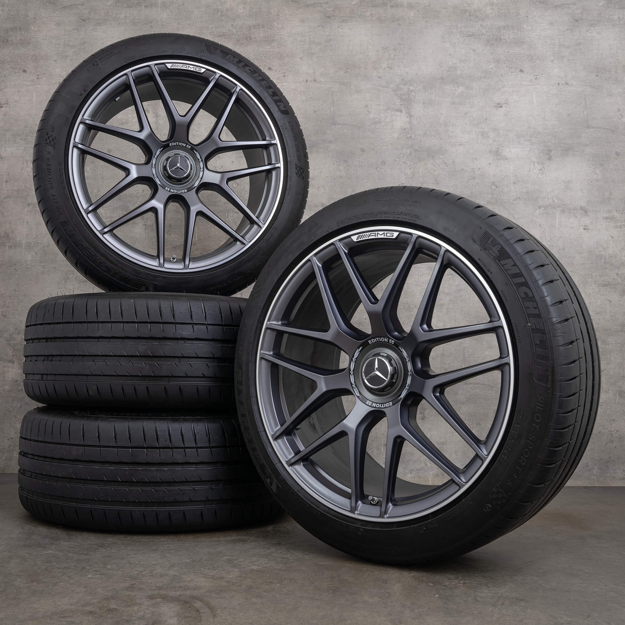 Originali Mercedes Benz GLE 53 63 AMG 4Matic+ Edition 55 cerchi da 22 pollici X167 C167 Hybrid estivi A1674014400 A1674014500 titanio opaco lucido