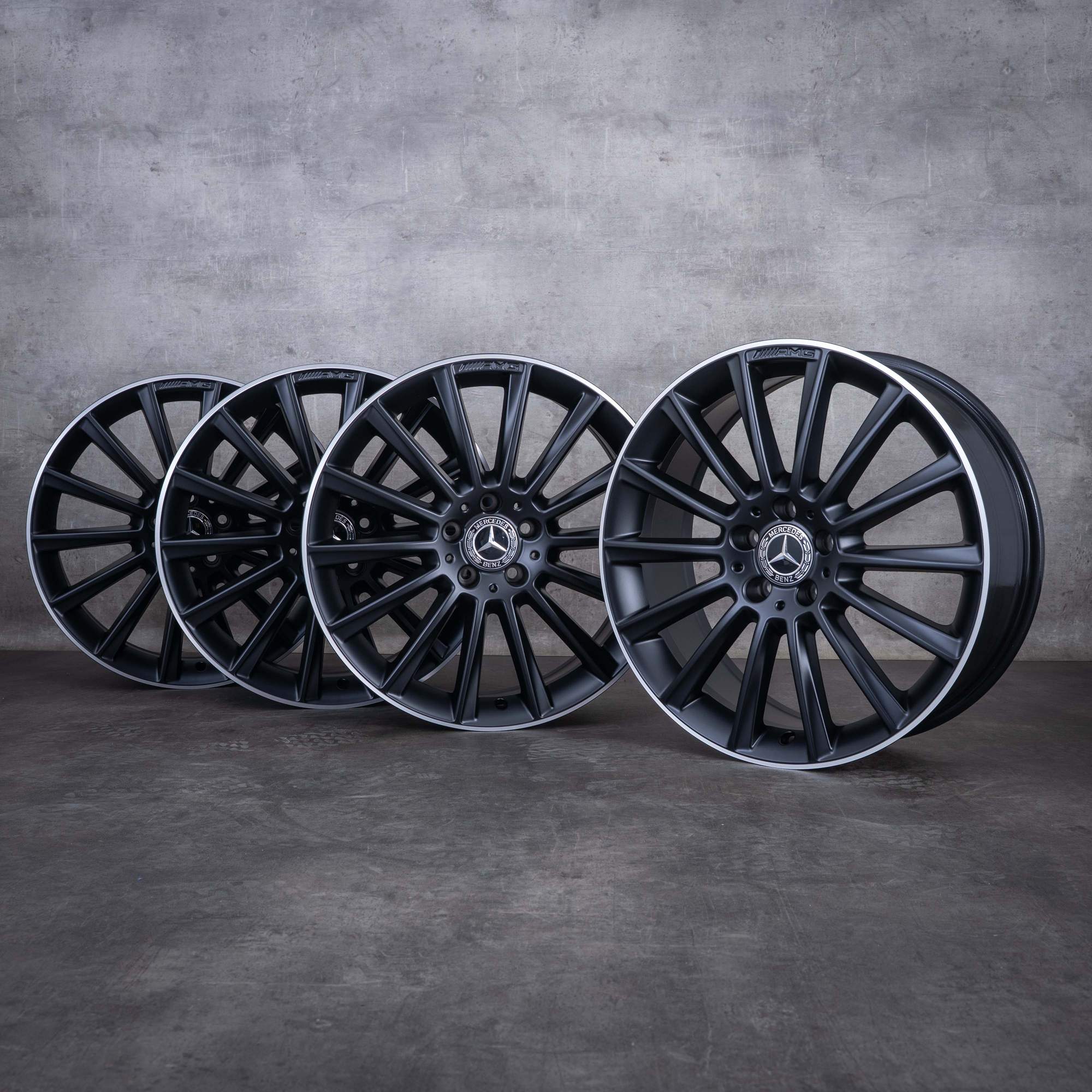 OEM Mercedes-Benz C-Class AMG 19inch rims W205 S205 C205 A205 A2054011300 A2054011400 Matte Black Diamond Cut Edges