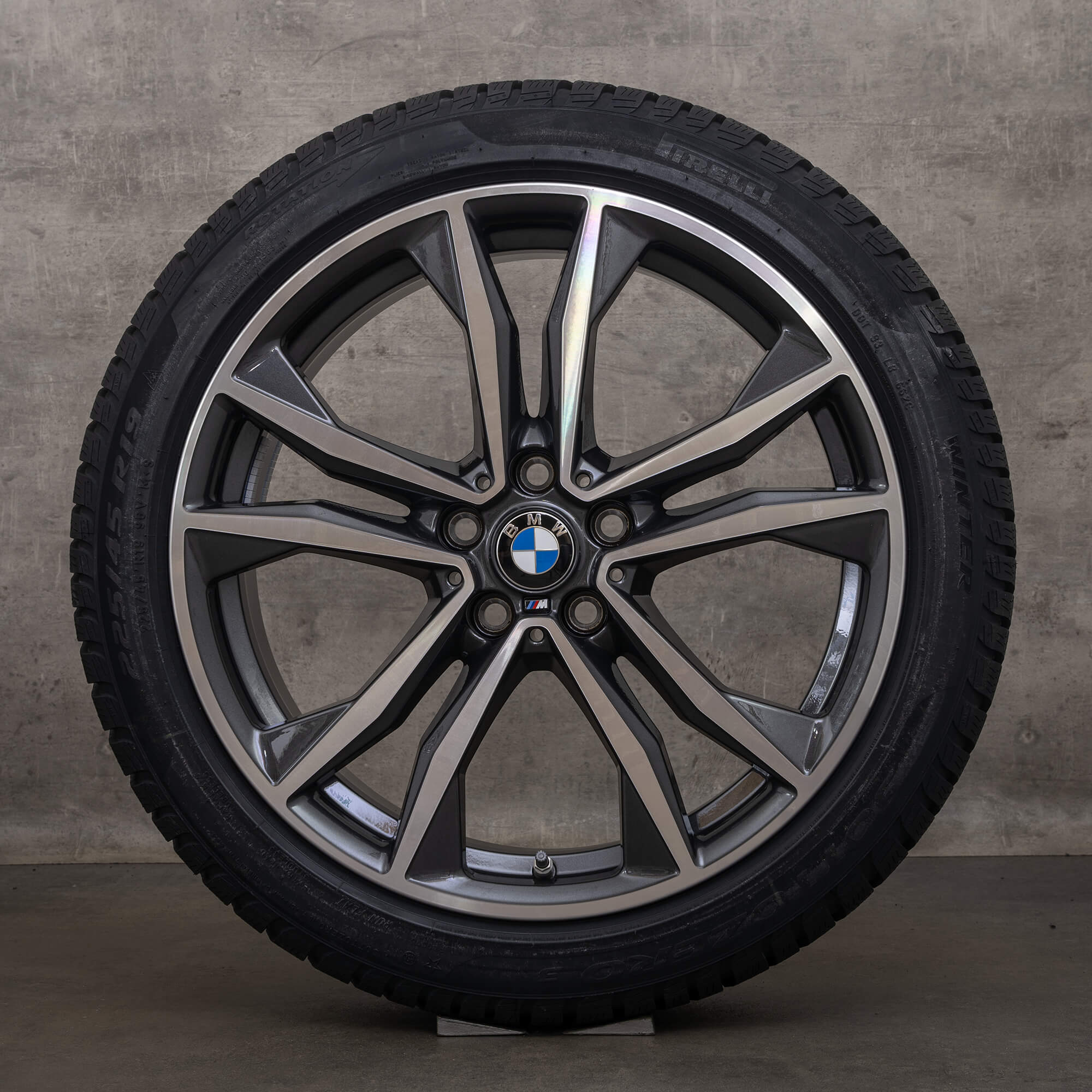 Original BMW X1 X2 felger 19-tommers F48 F39 vinterhjul 8008616 Styling 715 M orbit grå frontpolering NY