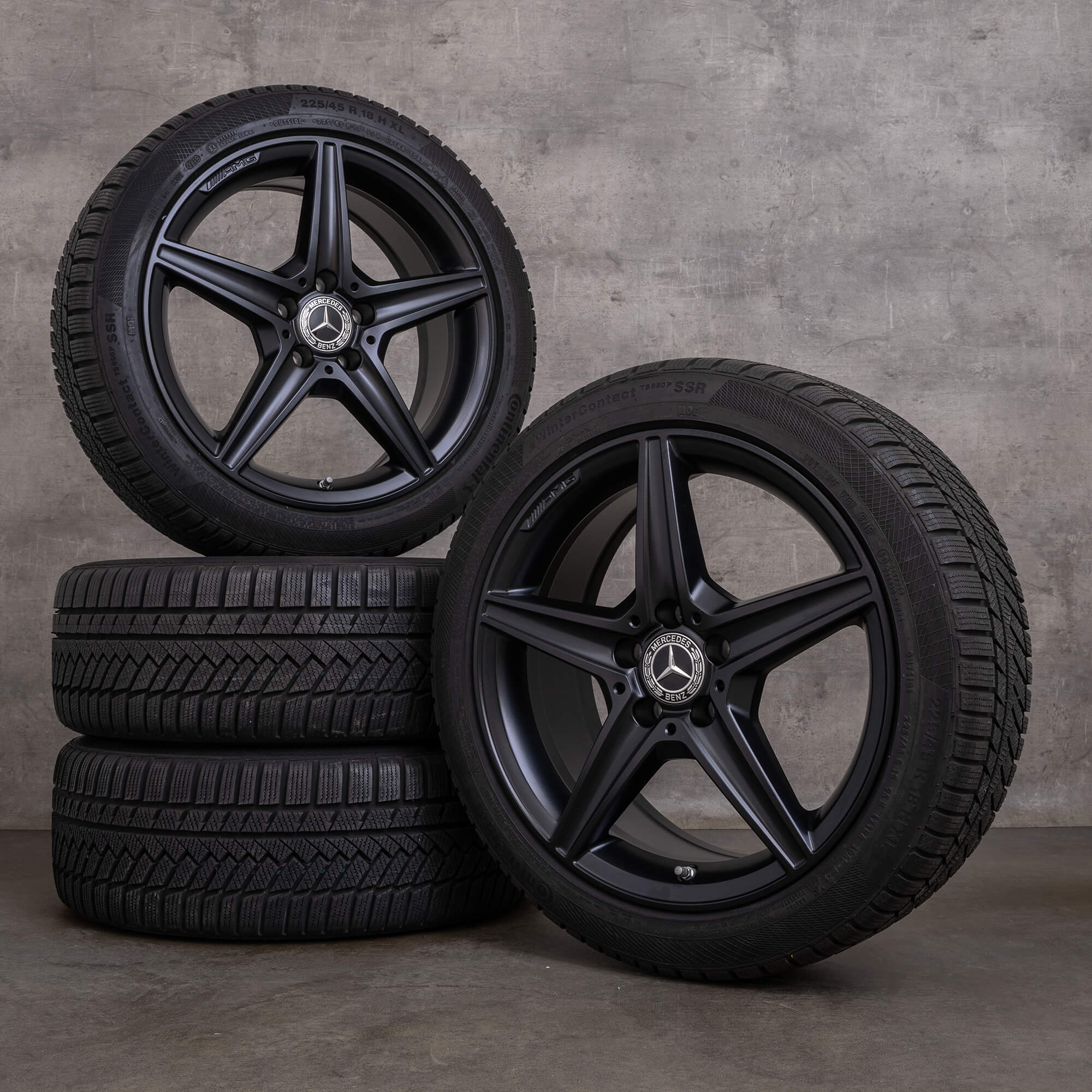 Genuine Mercedes Benz Classe C AMG inverno ruote 18 pollici W205 S205 C205 A205 cerchi A2054011100 nero satinato