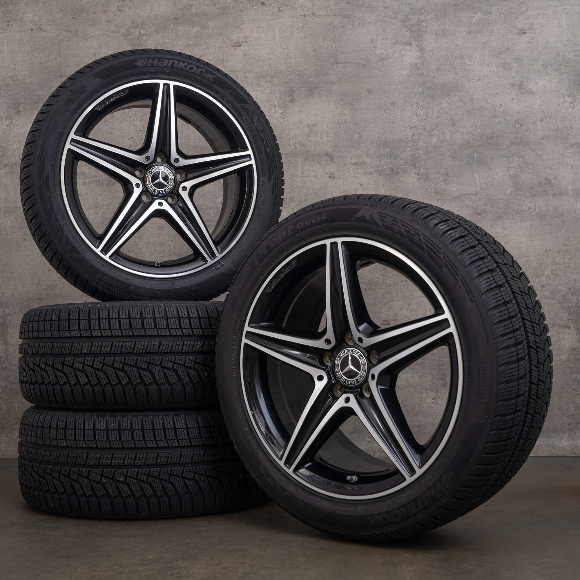 Original Mercedes Benz E-Klasse AMG Winterräder 18 Zoll W213 S213 A238 C238 E300 Felgen A2134011800 A2134011900 schwarz glanzgedreht