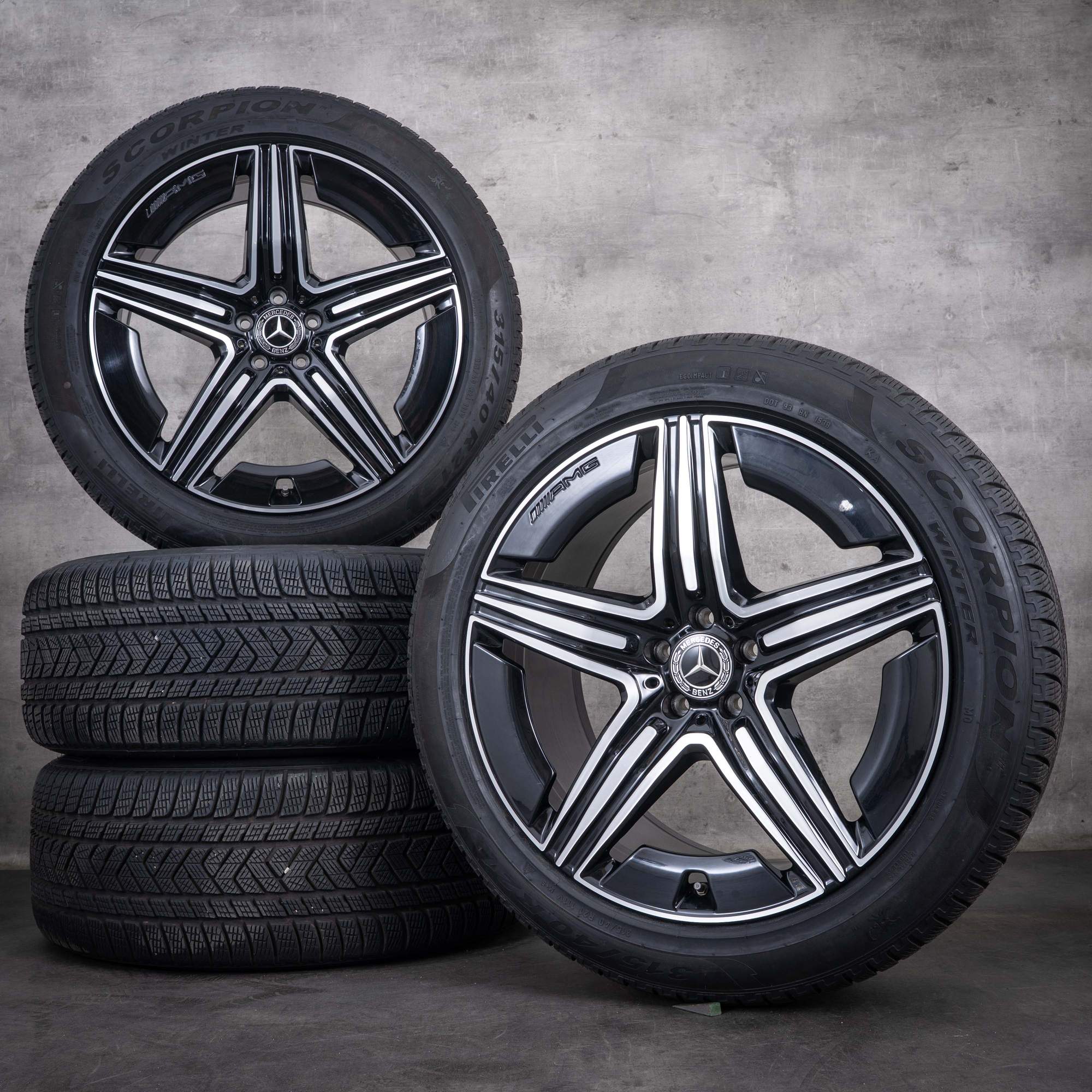 Originální zimní kola Mercedes-Benz GLE AMG 21 palců V167 C167 disky A1674014301 A1674014401 černé s diamond cut