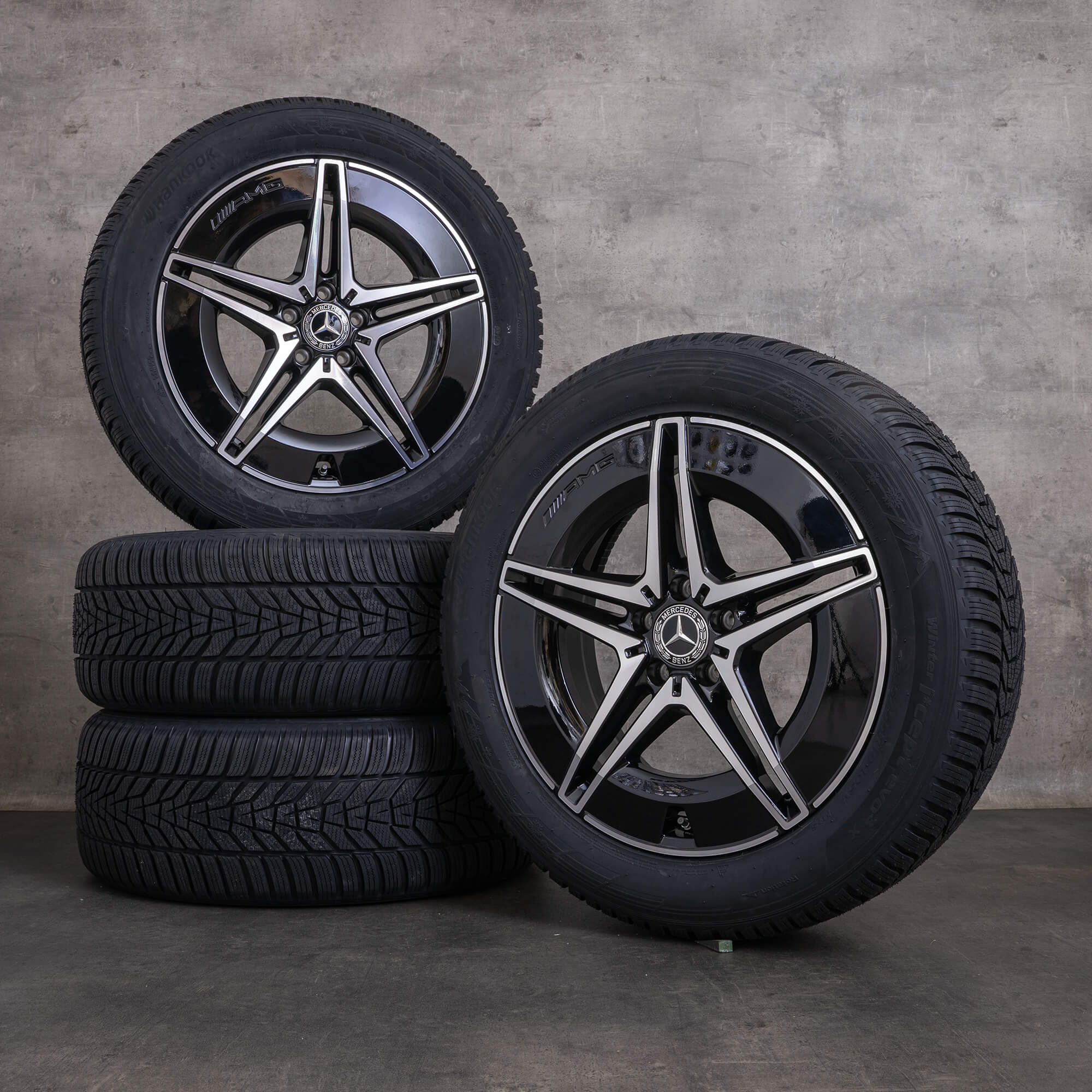 Original Mercedes Benz EQC AMG llantas de invierno 19 pulgadas N293 A2934011500 A2934011600 negro brillante torneado NUEVO