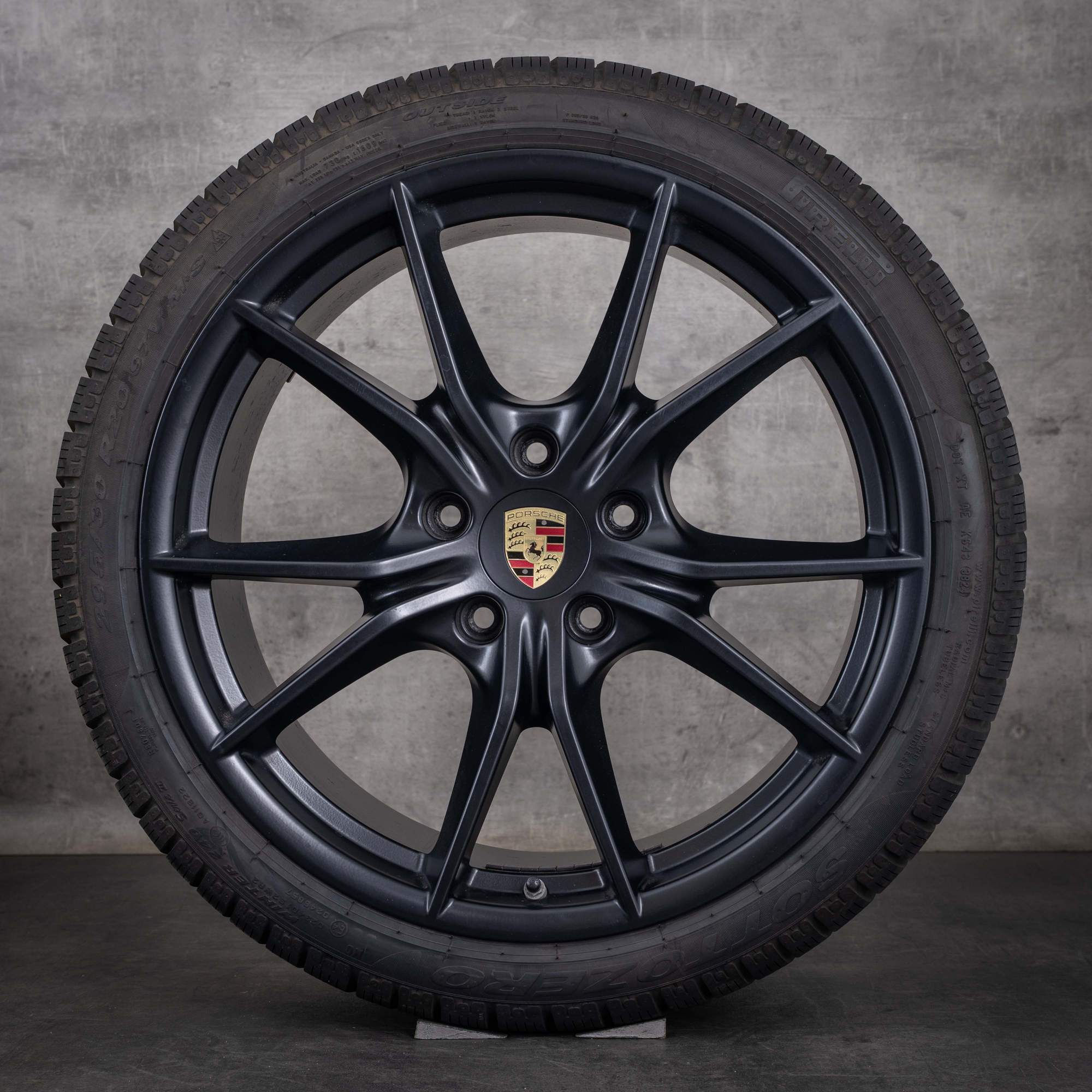 Oryginalne koła zimowe Porsche 991 II, felgi 20 cali 99136271000 99136276002, matowa czerń