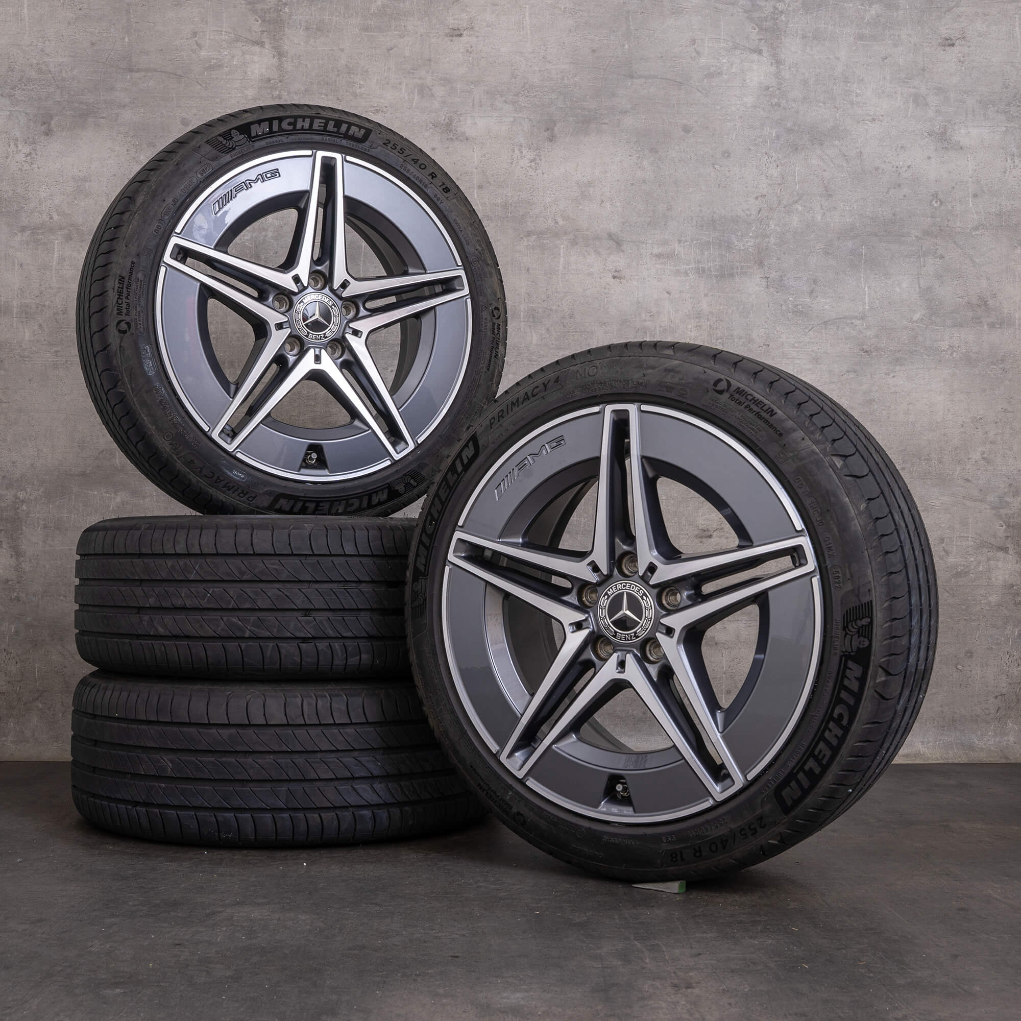 Alkuperäiset Mercedes Benz C-sarjan Hybridit-vanteet 18 tuuman W206 S206 C300e C300de C400e kesäpyörät A2064017600 A2064016600 himalajanharmaa UUTUUS