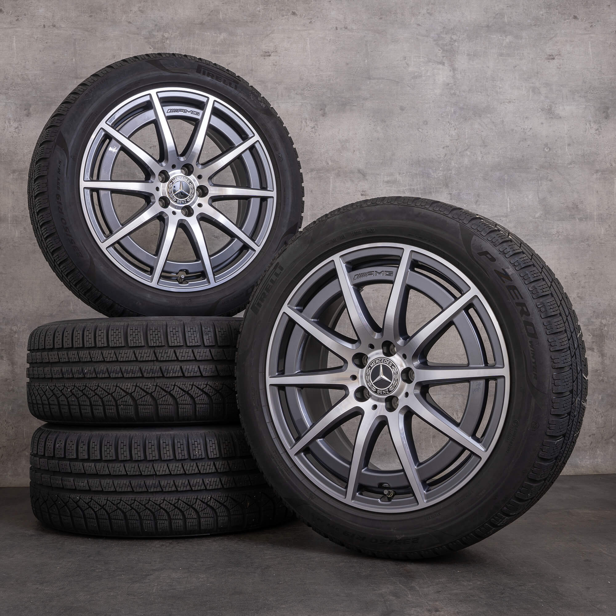 OEM Mercedes Benz GLA GLB 35 45 S 4Matic AMG snow tire packages 19 inch H247 X247 Rims A2474011900 himalaya grey glossy turned
