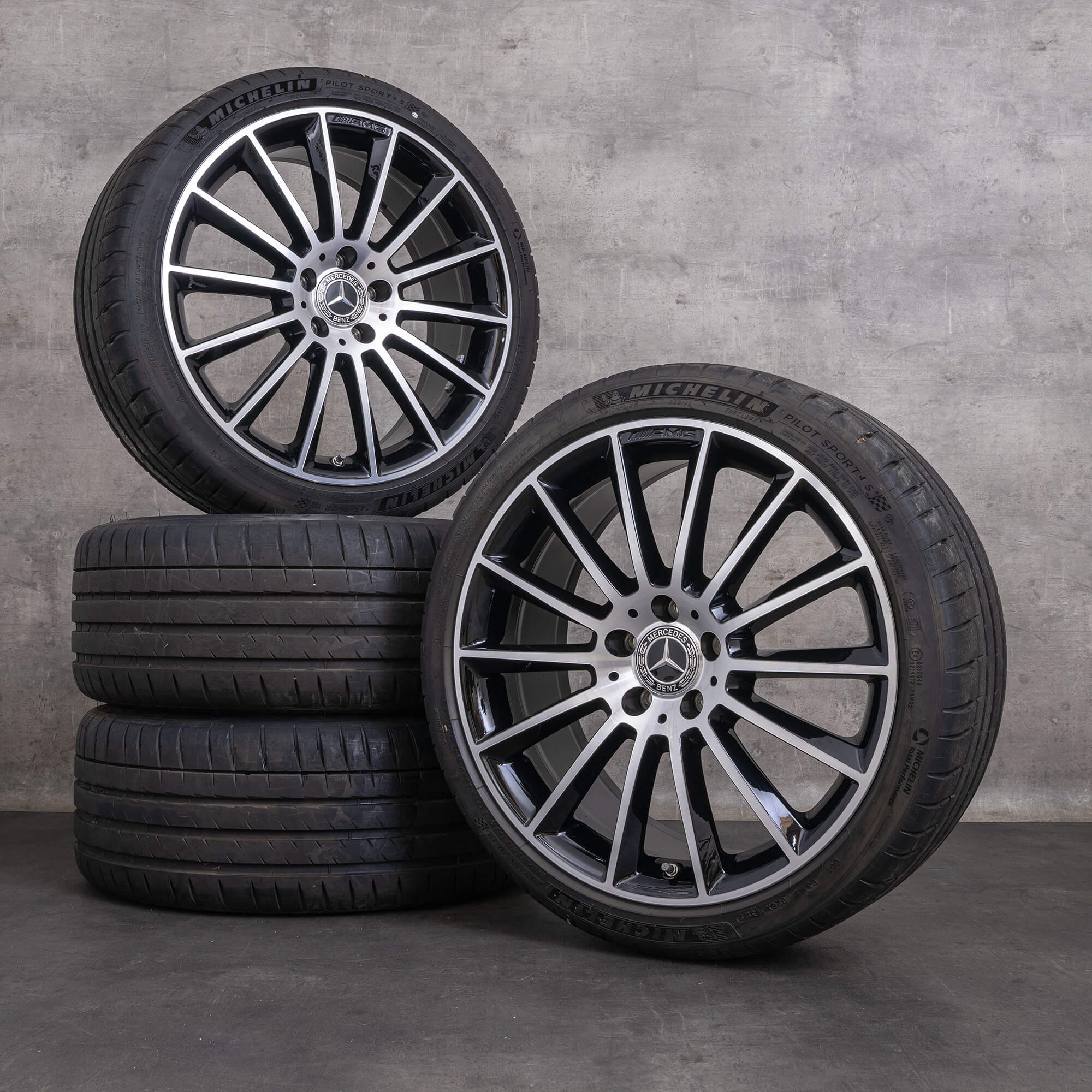 OEM Mercedes Benz CLA AMG Rims 19 inch C118 X118 Summer wheels A1184010300 black glossy turned
