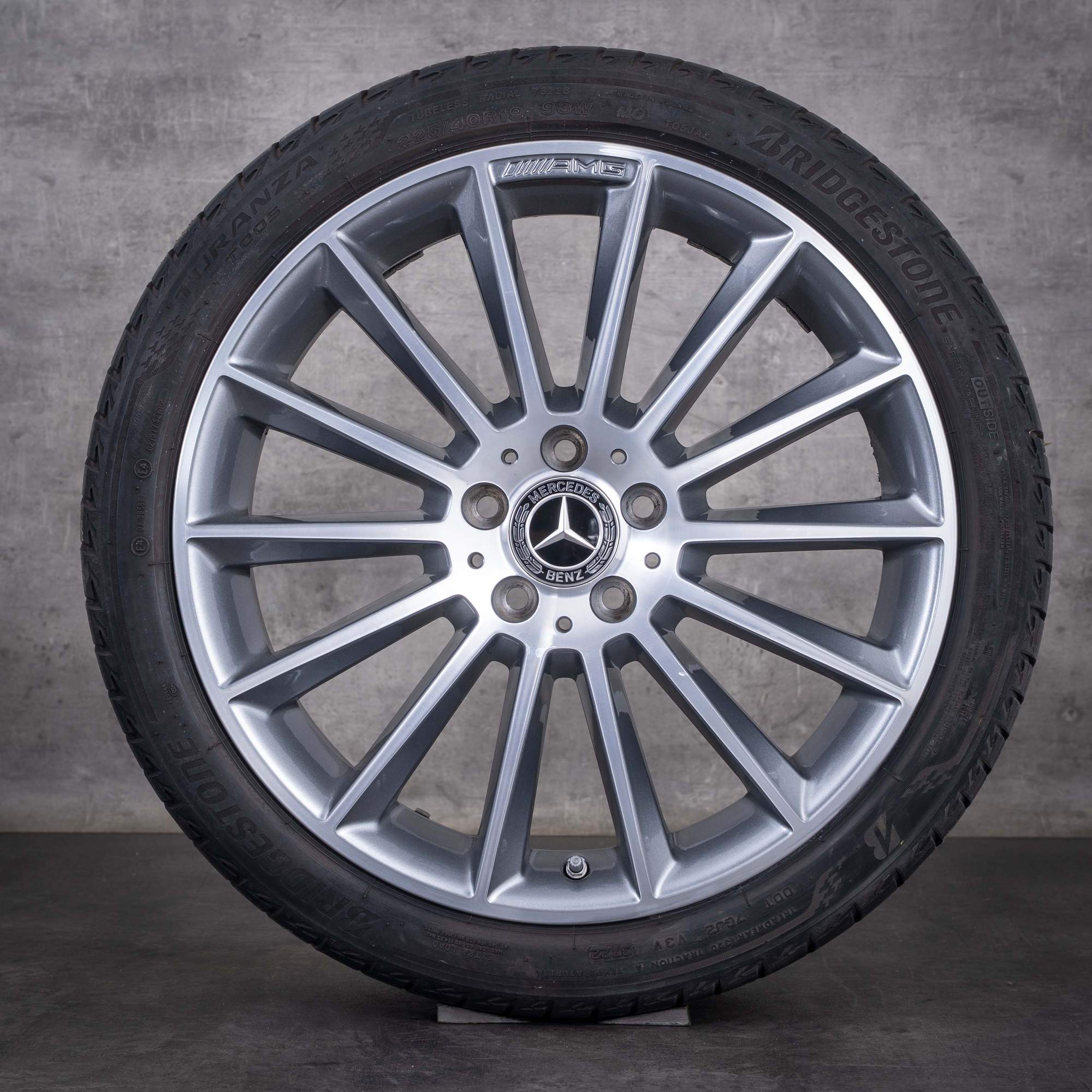 Jante originale Mercedes-Benz Clasa A B Klasse CLA de 19 inci W177 V177 W247 C118 X118 anvelope de vară A1774011600 culoare „Himalaya Grey” diamantate