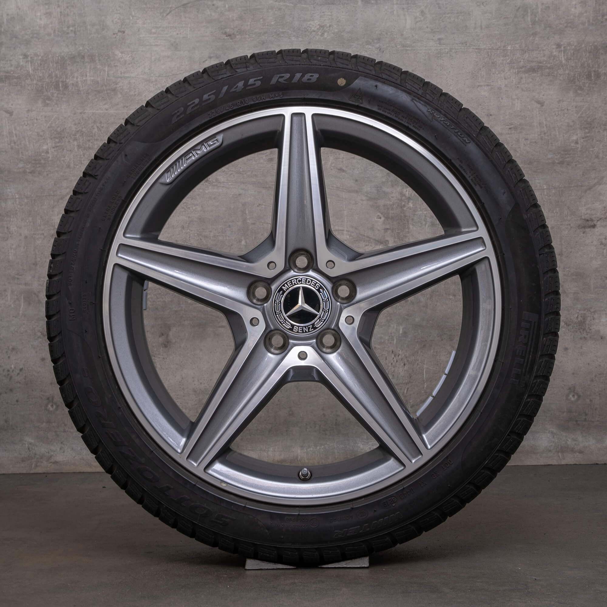 Llantas de invierno originales Mercedes Benz Clase C AMG 18 pulgadas W205 S205 C205 A205 A2054011100 gris himalaya torneado brillante