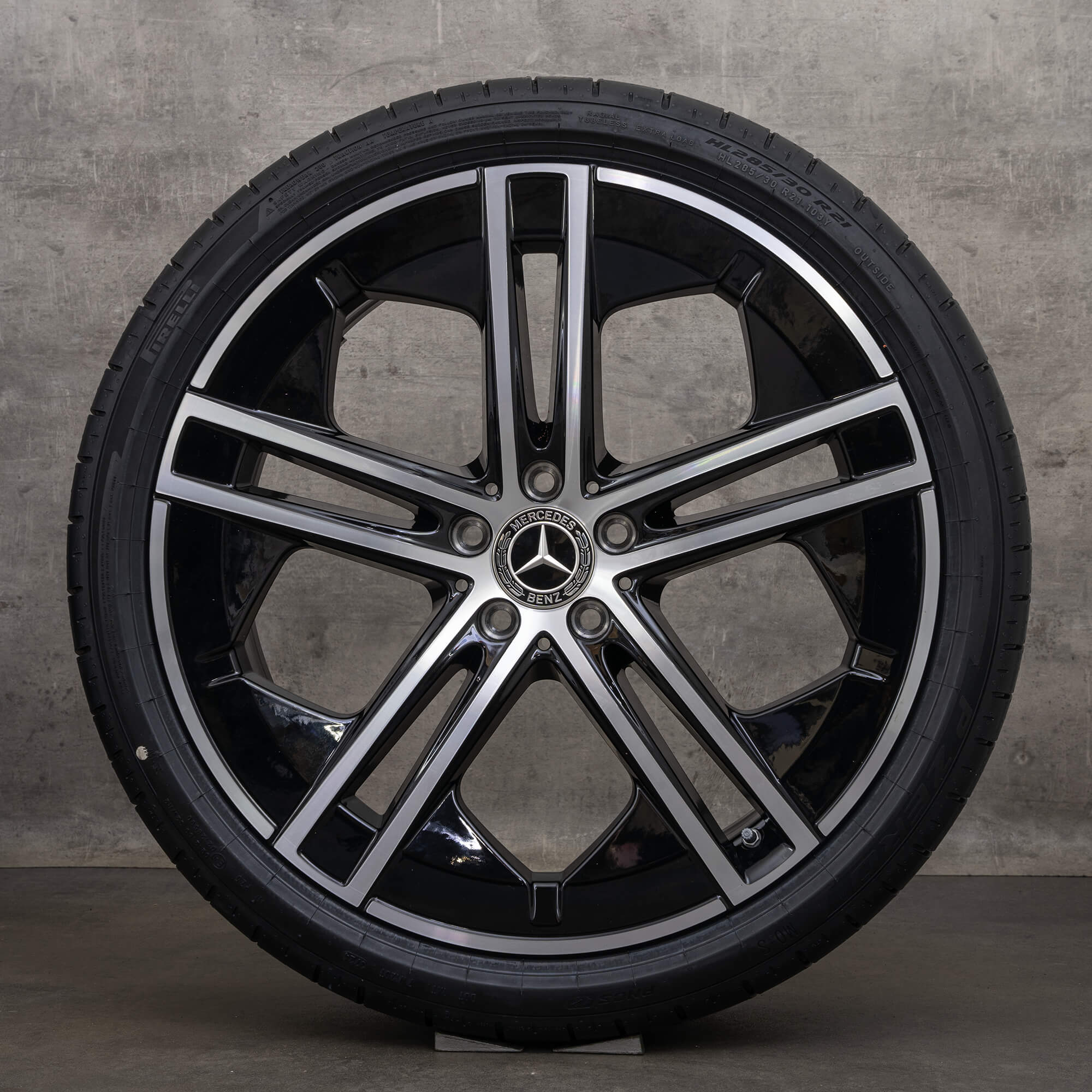 Originální letni disky Mercedes Benz EQE 21 palců V295 A2954011400 A2954011500 černé lesklé soustružené NOVÉ