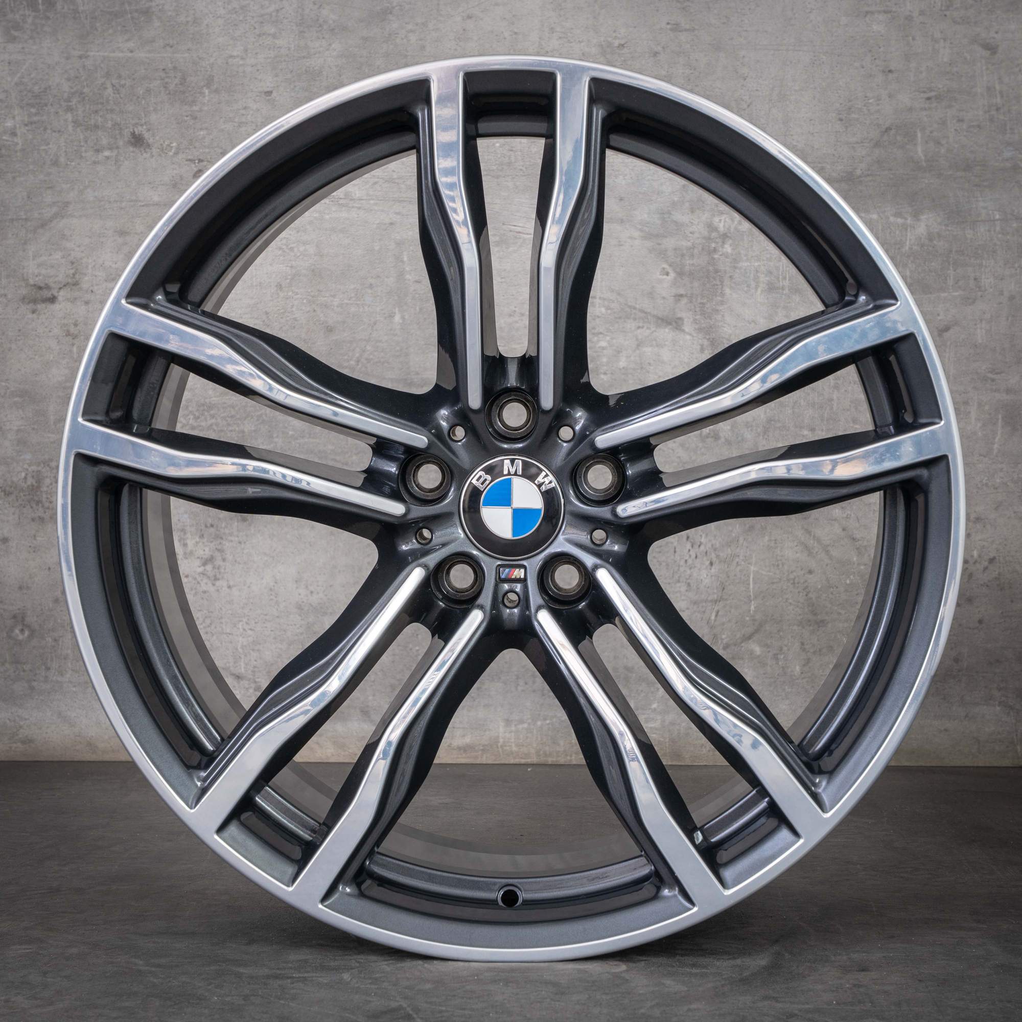 Alkuperäiset BMW X5M X6M vanteet 21 tuuman F85 F86 Styling 612 M 2284652 2284653 orbit grey kiillotettu