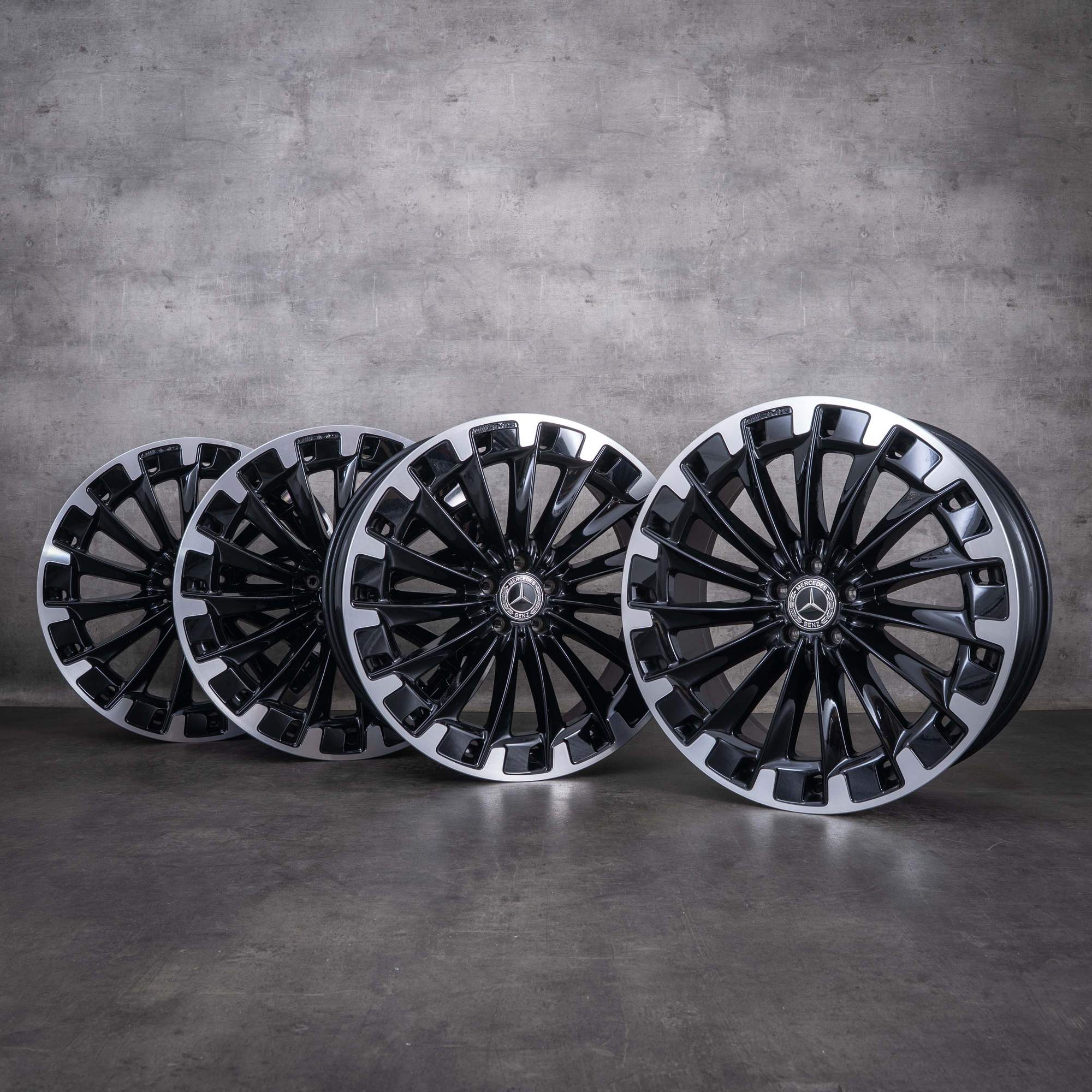 OEM Mercedes-Benz EQS AMG 22inch SUV rims X296 A2964011800 Black Front diamond cut