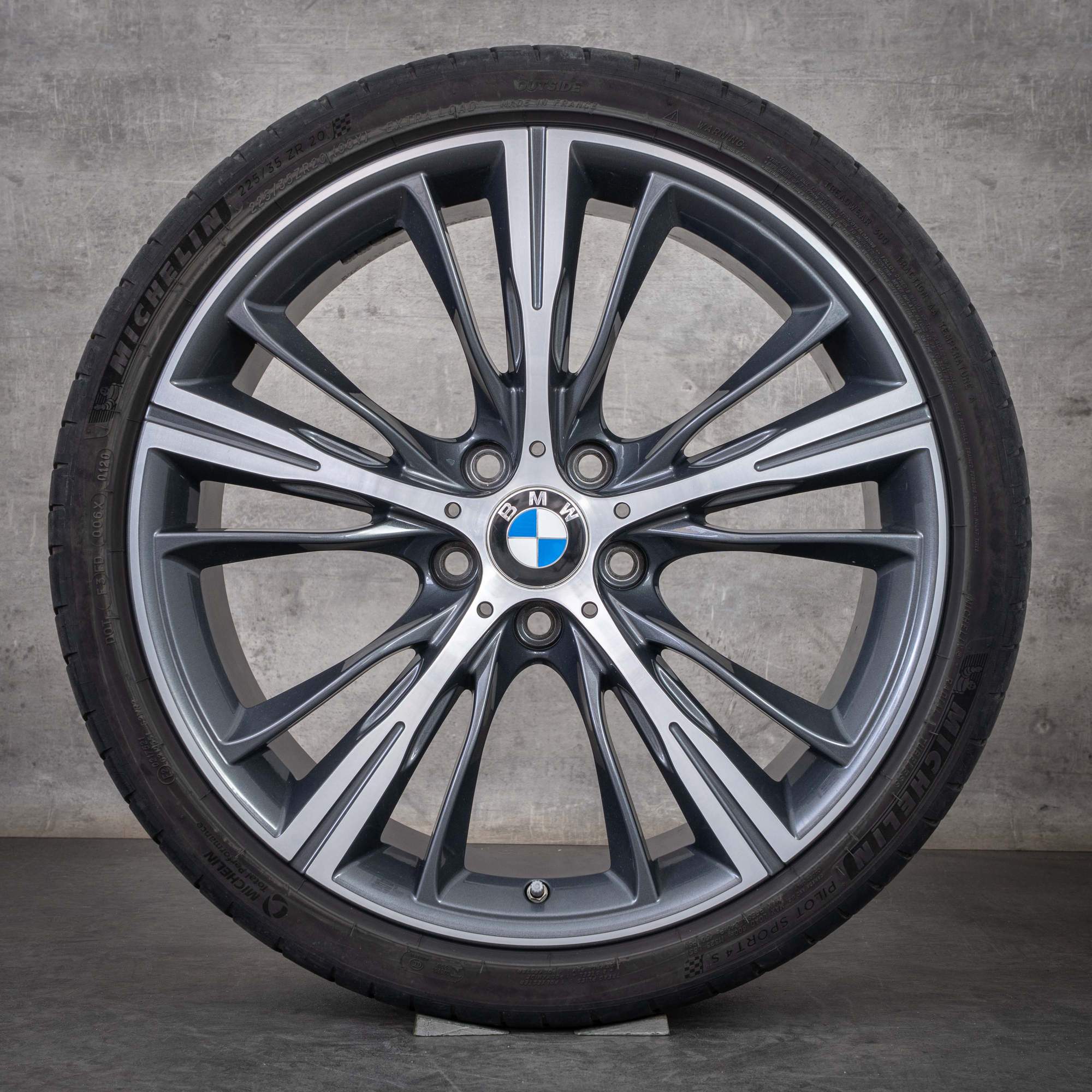 Original BMW 3er 4er Felgen 20 Zoll F30 F31 F32 F33 F36 Gran Coupe Sommerräder Styling 660 6872158 6872159 orbit grey glanzgedreht