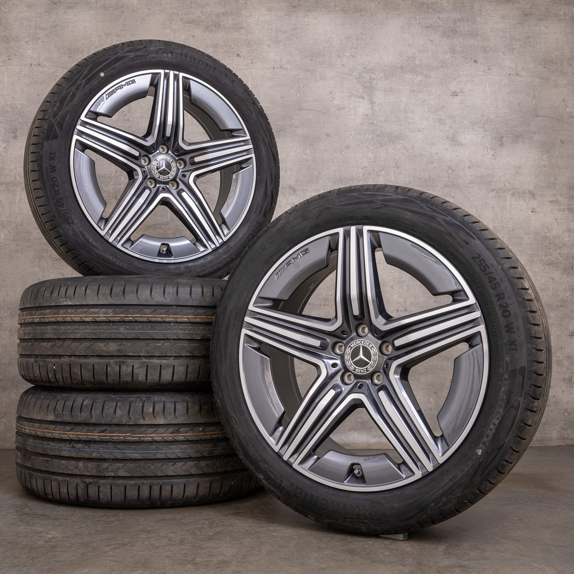 Originale Mercedes Benz GLC AMG hjul 20 tommer X254 C254 sommerhjul A2544010600 A2544010700 himalaya grå blank dreid