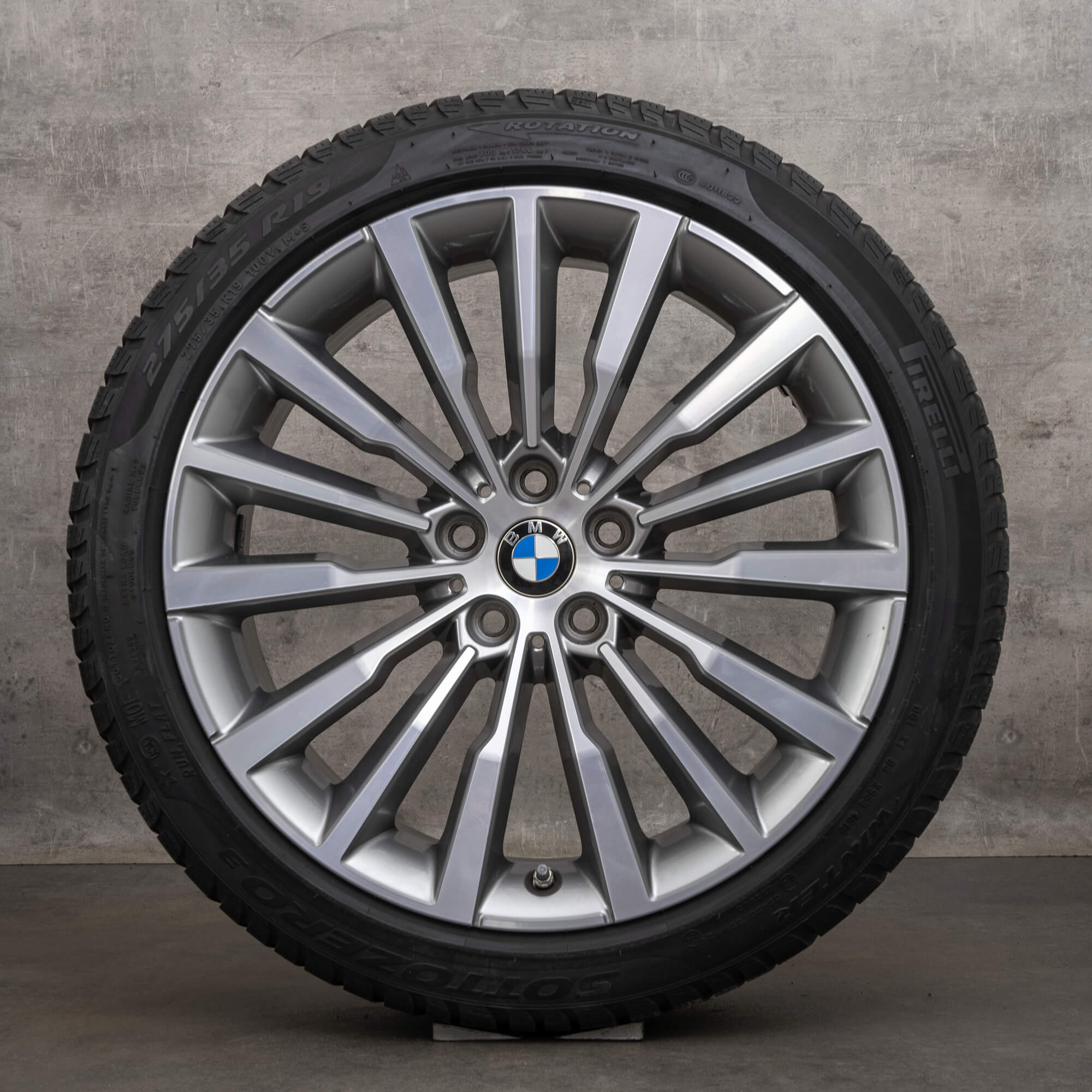 Originale BMW 8-serie vinterhjul 19 tommer G14 G15 G16 fælge styling 731 6884206 6884207 jerngrå frontpolering